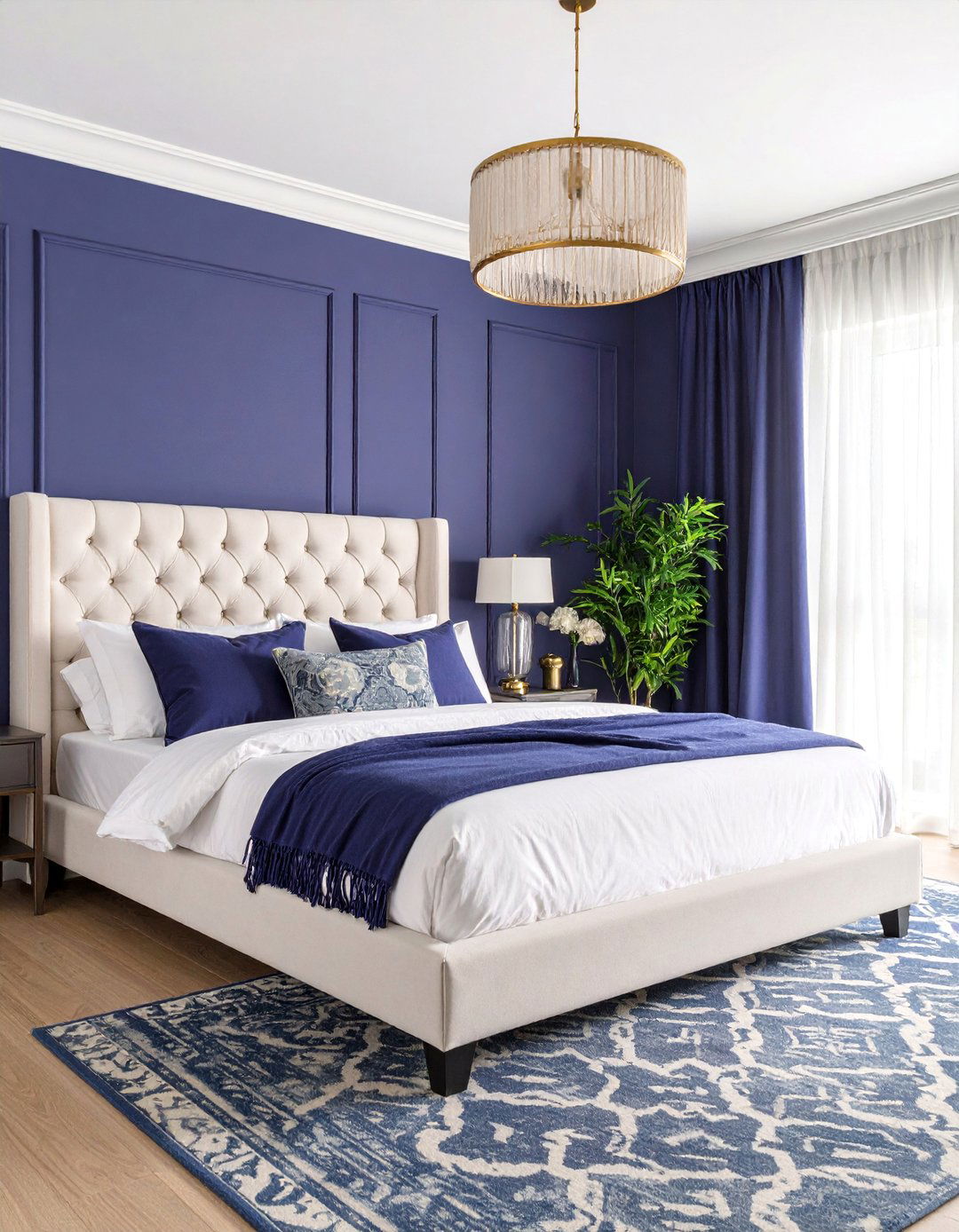 Dark Purple and Navy Bedroom with Deep Color Harmony - 25 Dark Purple Bedroom Ideas