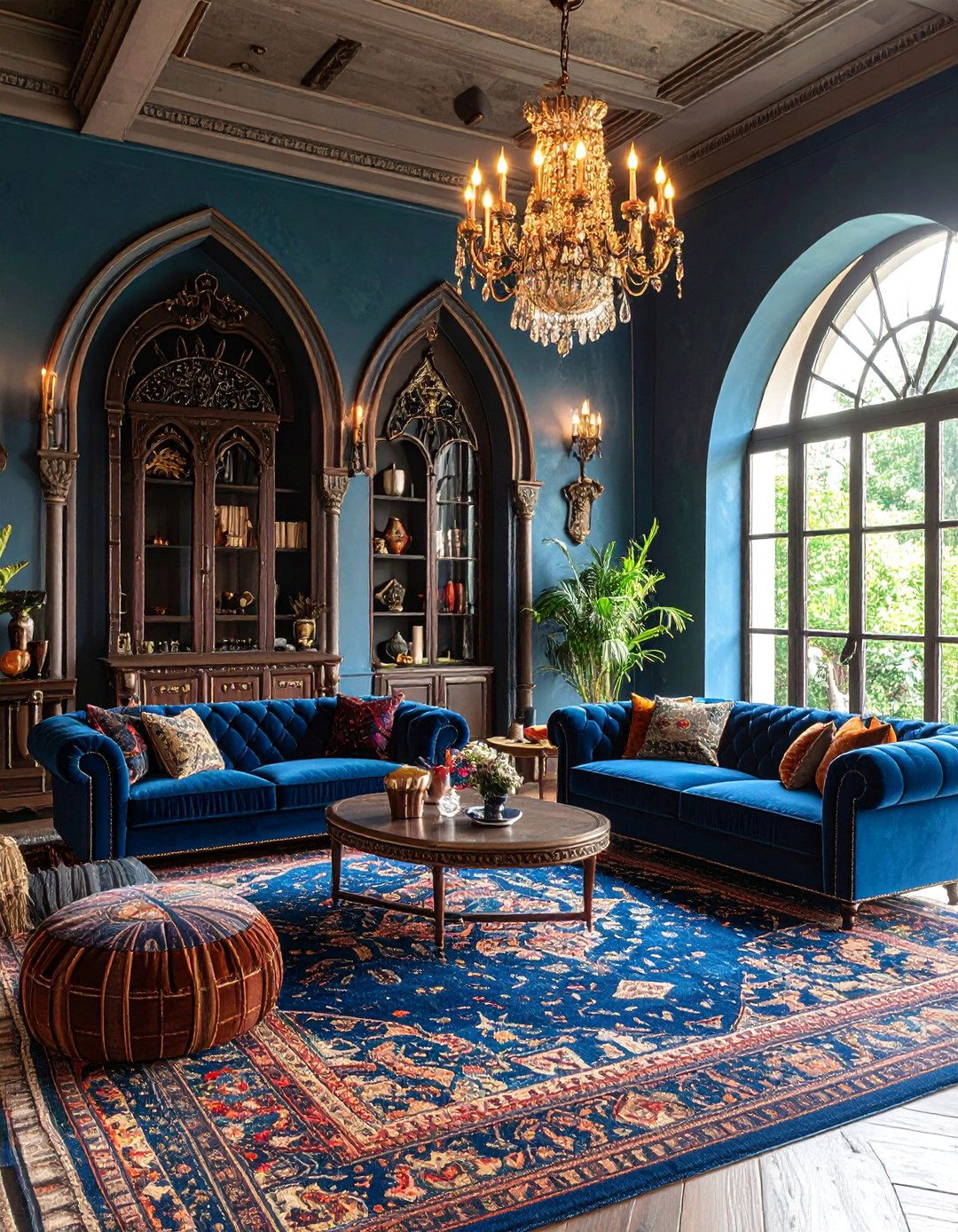 Dark Romantic Living Room with Gothic Entertainment Center - 25 Gothic Boho Decor Ideas