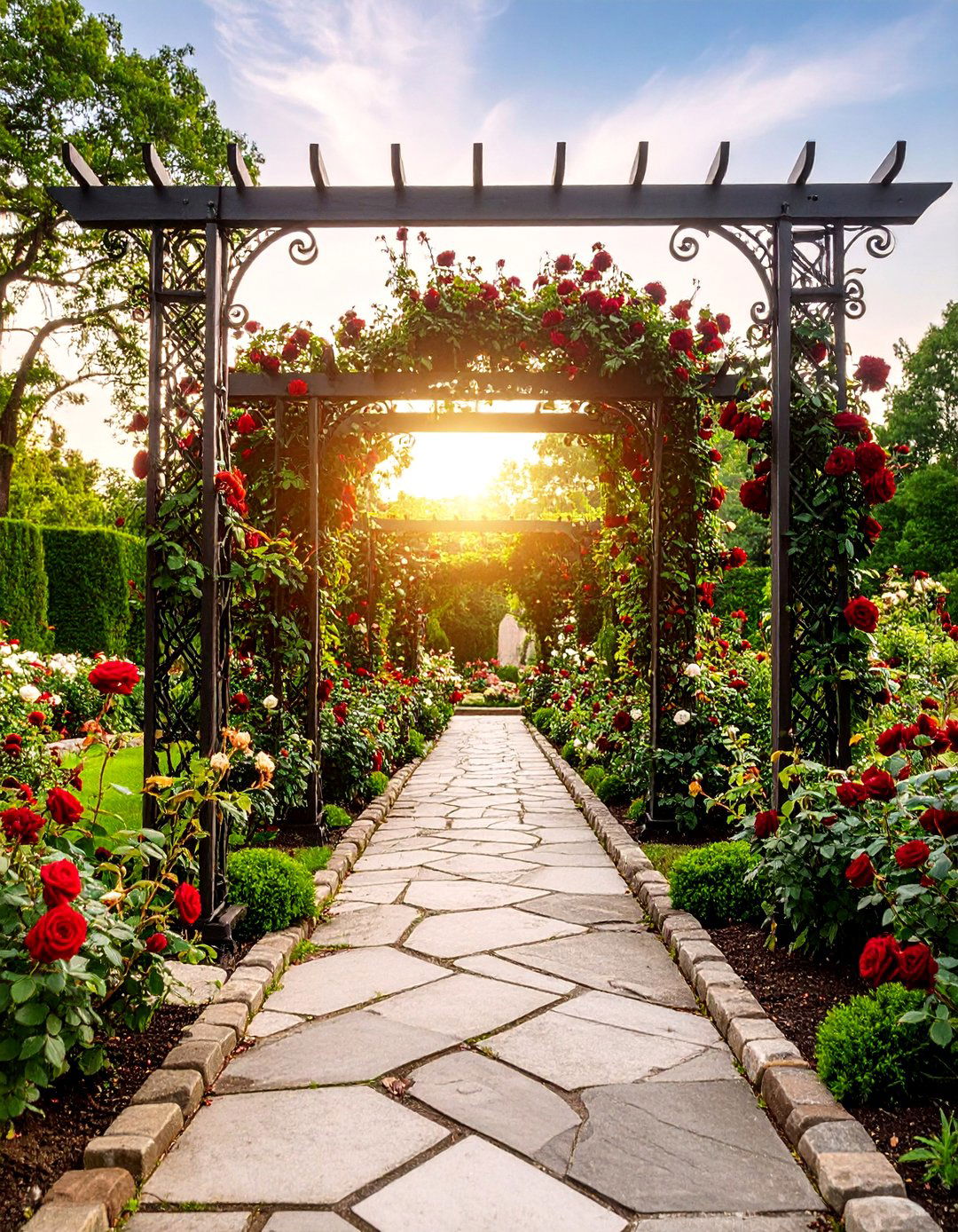 Dark Rose Garden with Victorian Elements - 25 Gothic Garden Ideas