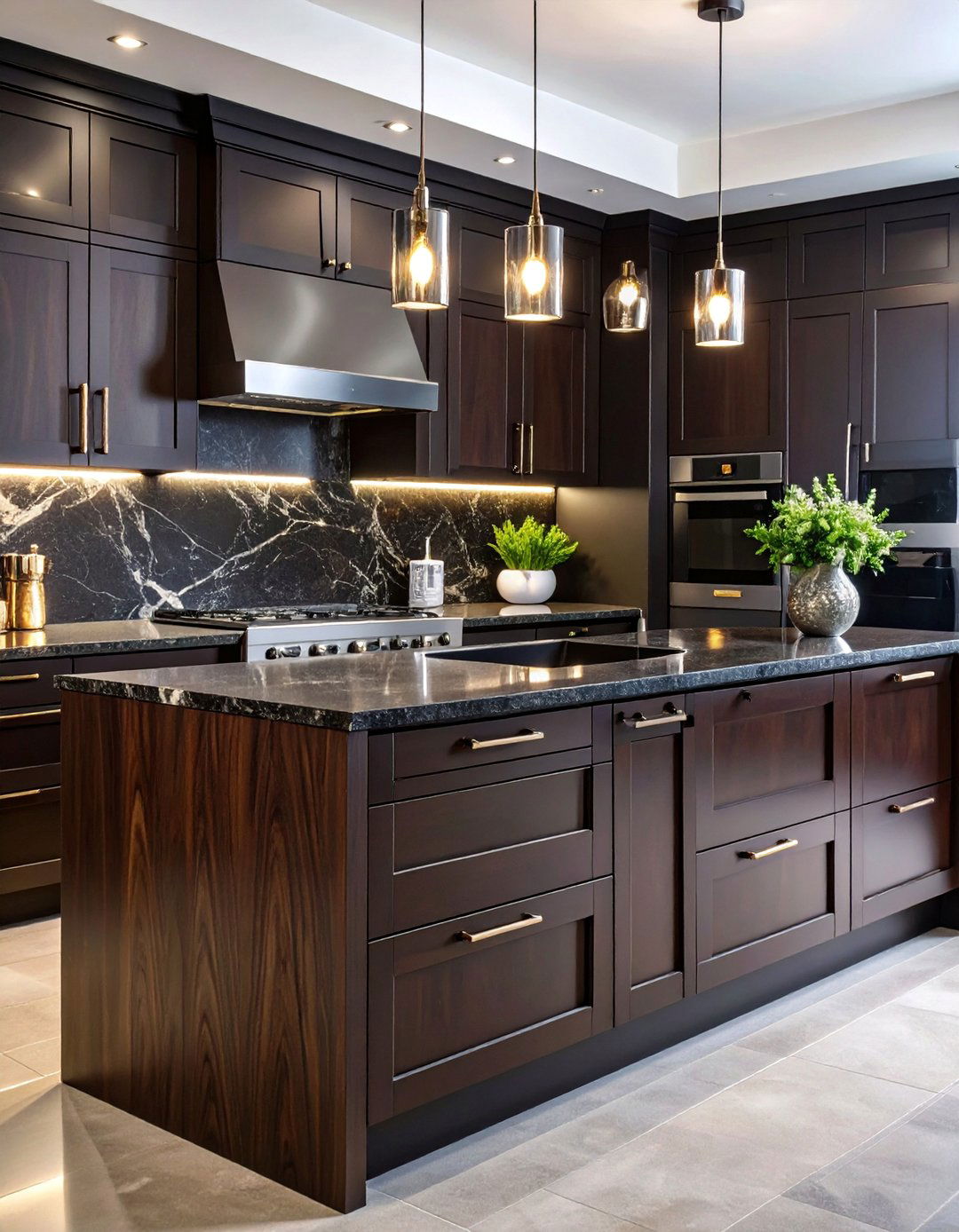Dark Rosewood Luxury Exotic Wood Cabinets - 25 Dark Wood Kitchen Cabinets