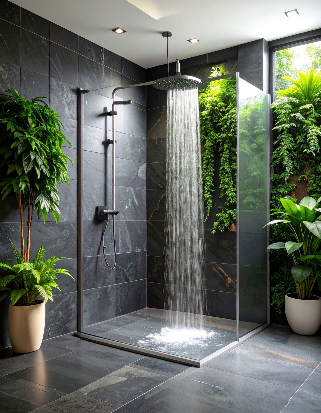 Dark Slate Stone Luxury - 25 Walk-in Shower Tile Ideas