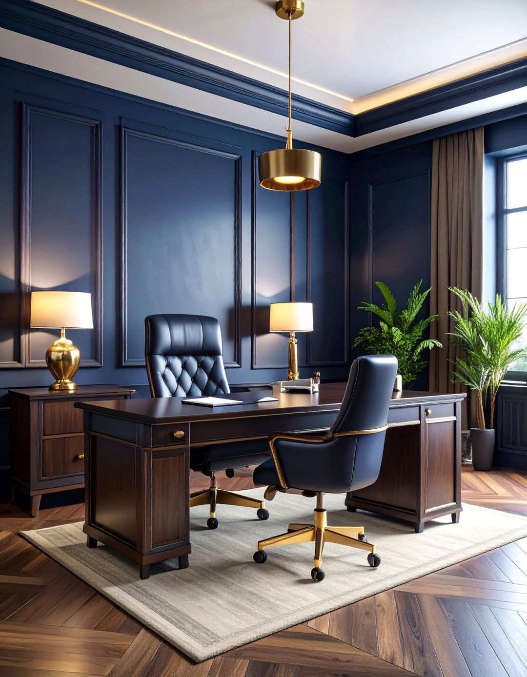 Dark Sophisticated Executive Office - 25 Home Office Background Ideas