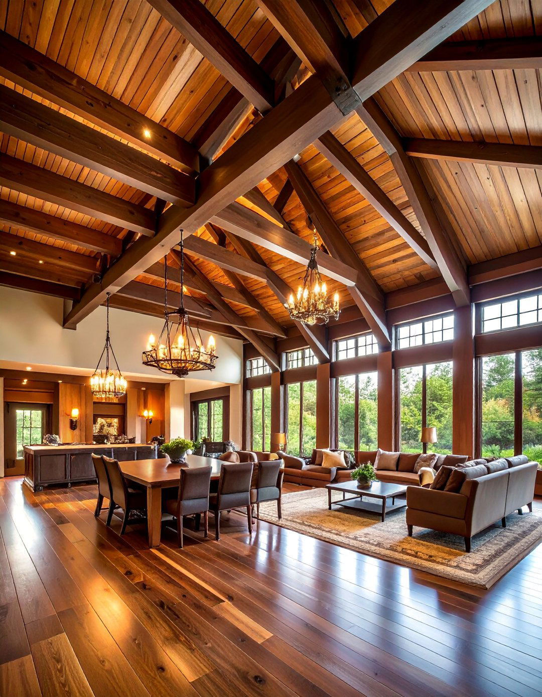 Dark Stained Cathedral Ceiling Beams - 25 Decorative Ceiling Beam Ideas