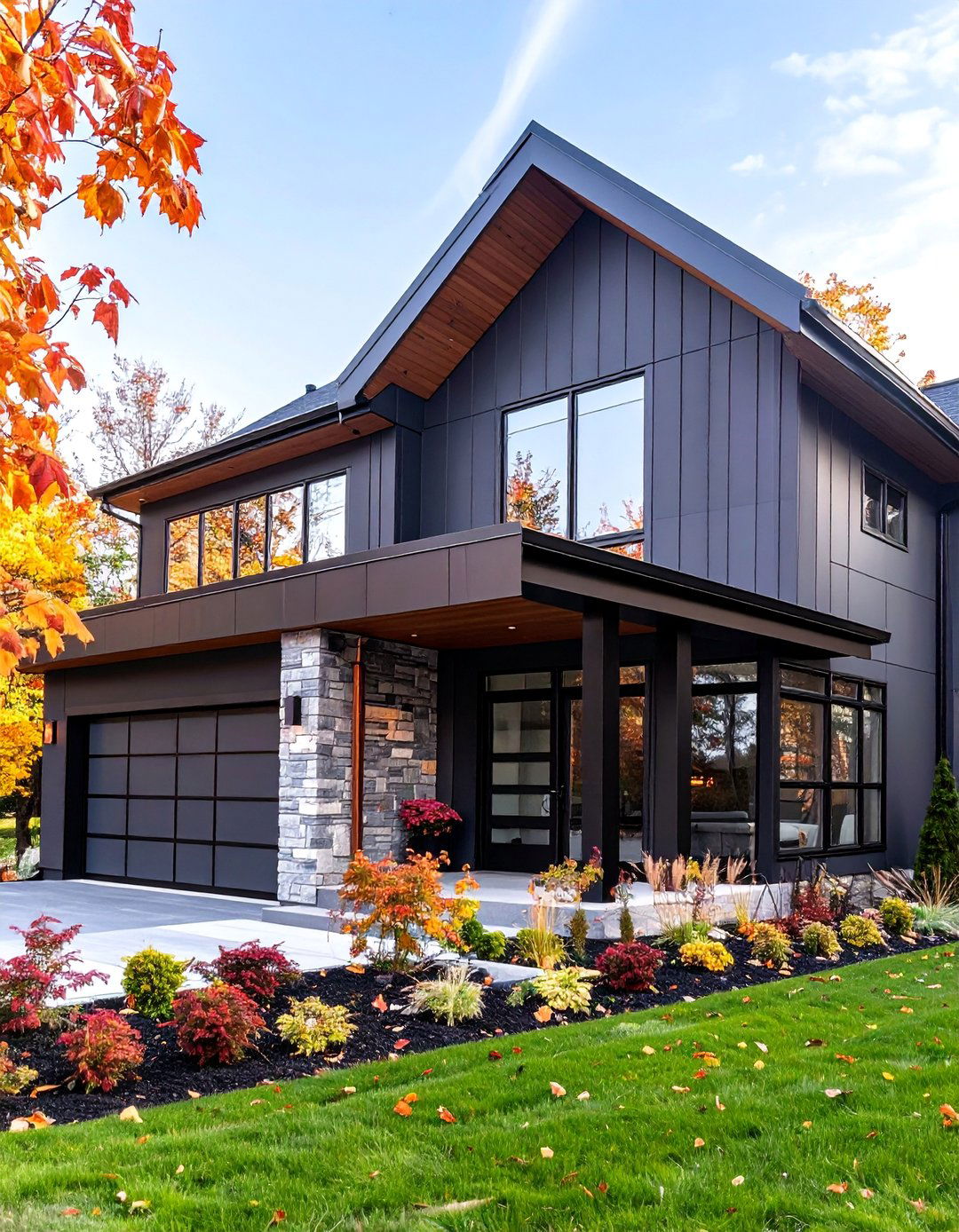 Dark Taupe with Copper Elements - 25 Exterior Taupe House Color Combinations