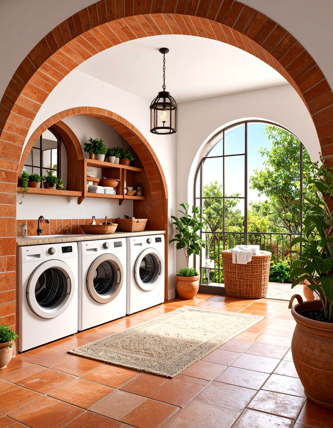 Dark Terracotta Mediterranean Laundry Room - 25 dark & moody laundry room ideas