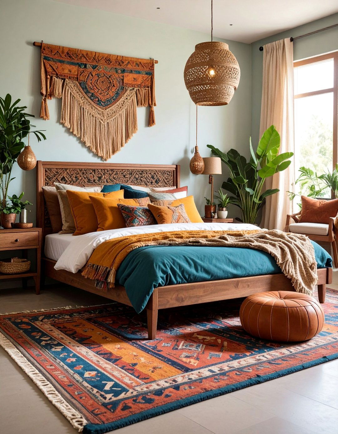 Dark Textural Layered Retreat - 25 Dark Boho Bedroom Ideas