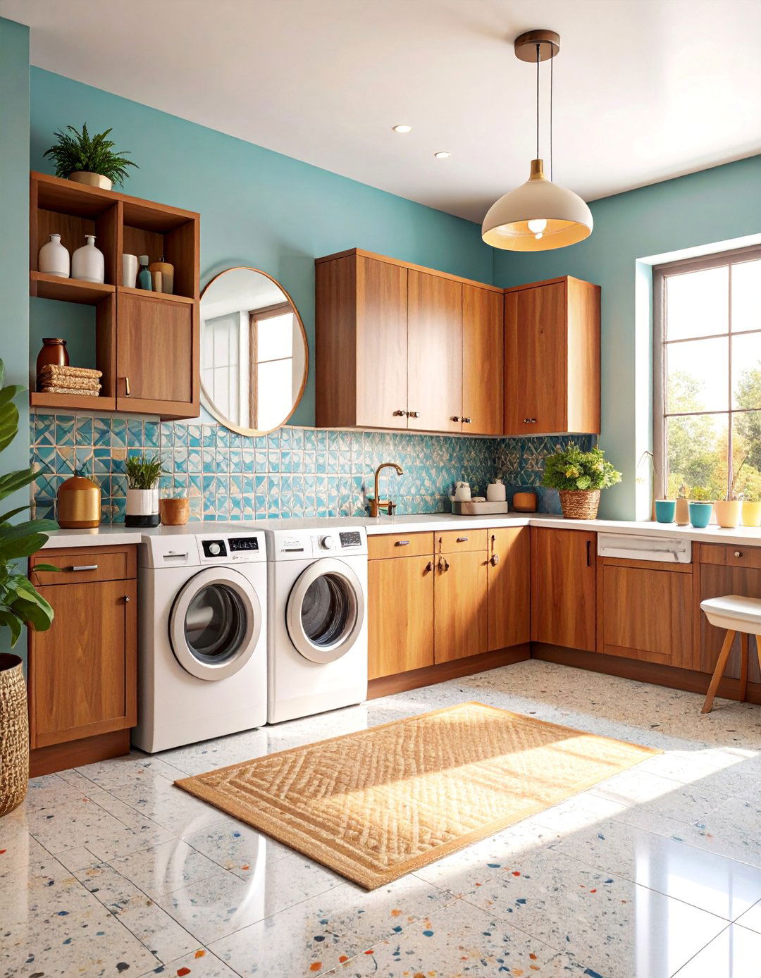 Dark Walnut Mid Century Laundry Room - 25 dark & moody laundry room ideas