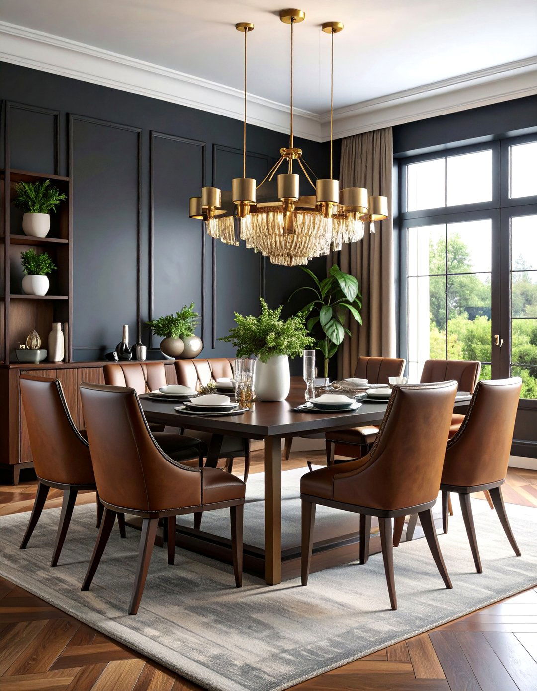 Dark Walnut and Leather Dining Room - 25 masculine dining room ideas