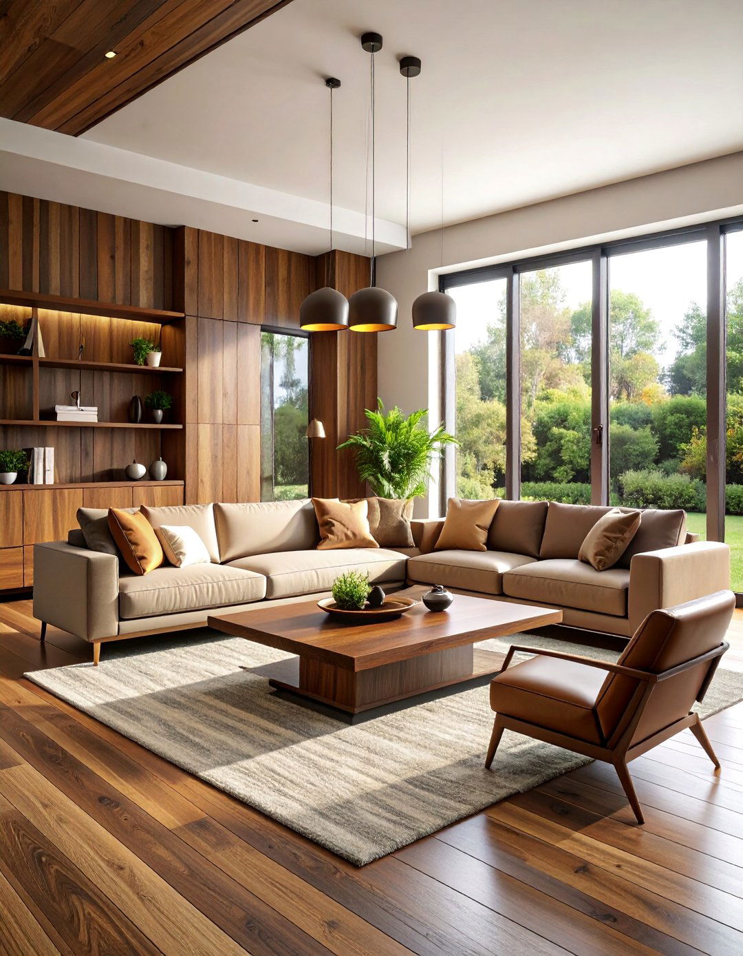 Dark Wood Living Room with Rich Grain - 25 Living Room Design Ideas