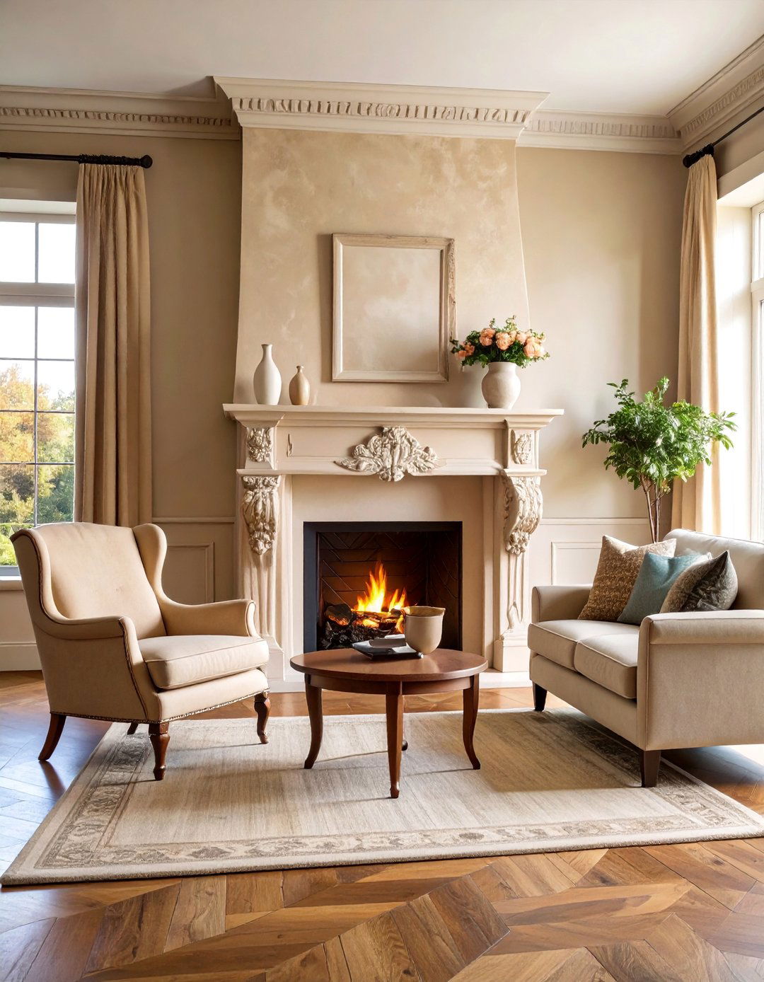 Dash Texture Stucco Fireplace with Rustic Appeal - 25 Stucco Fireplace Ideas