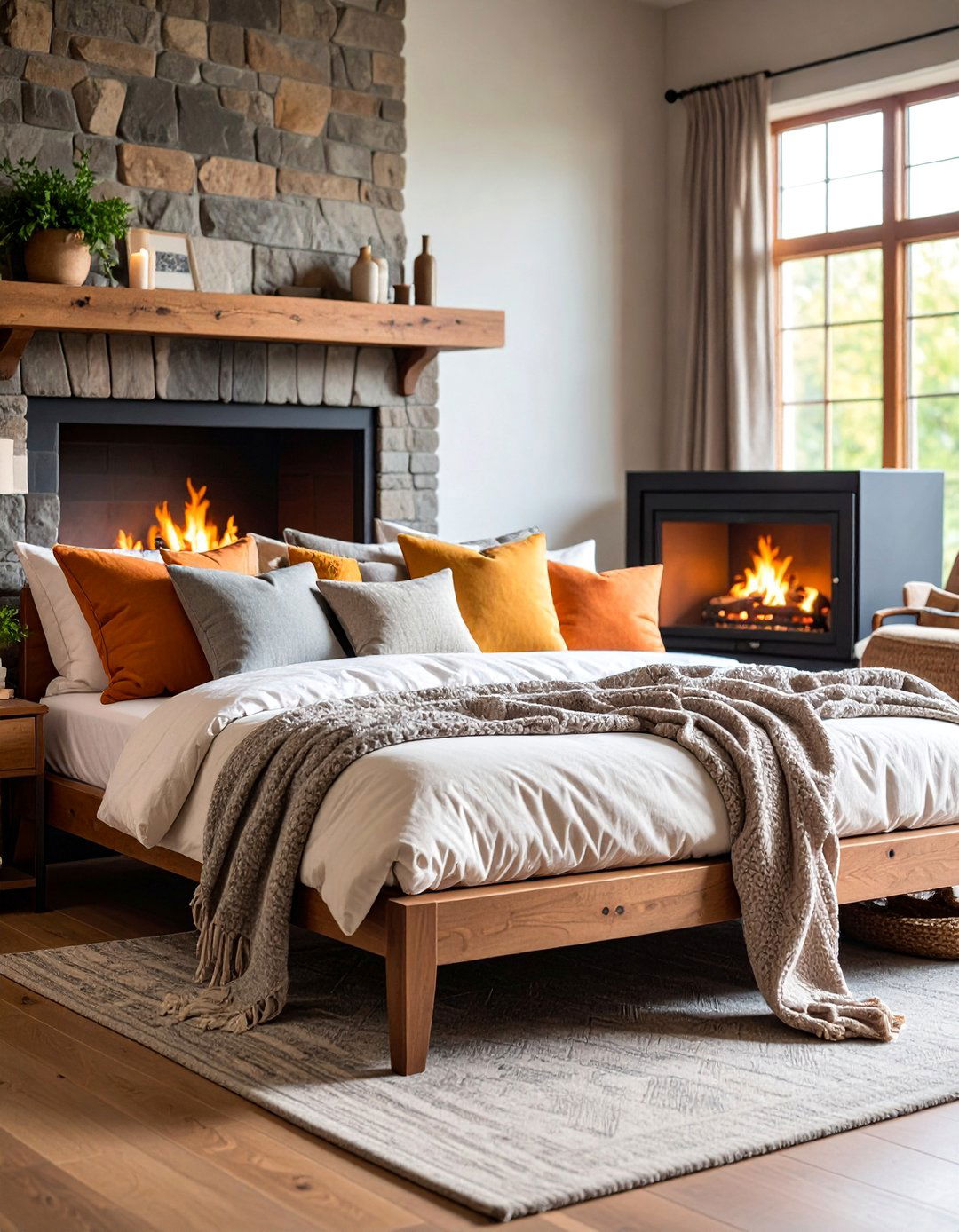 Daybed Fireplace Seating for Lounging - 25 Fireplace Seating Ideas