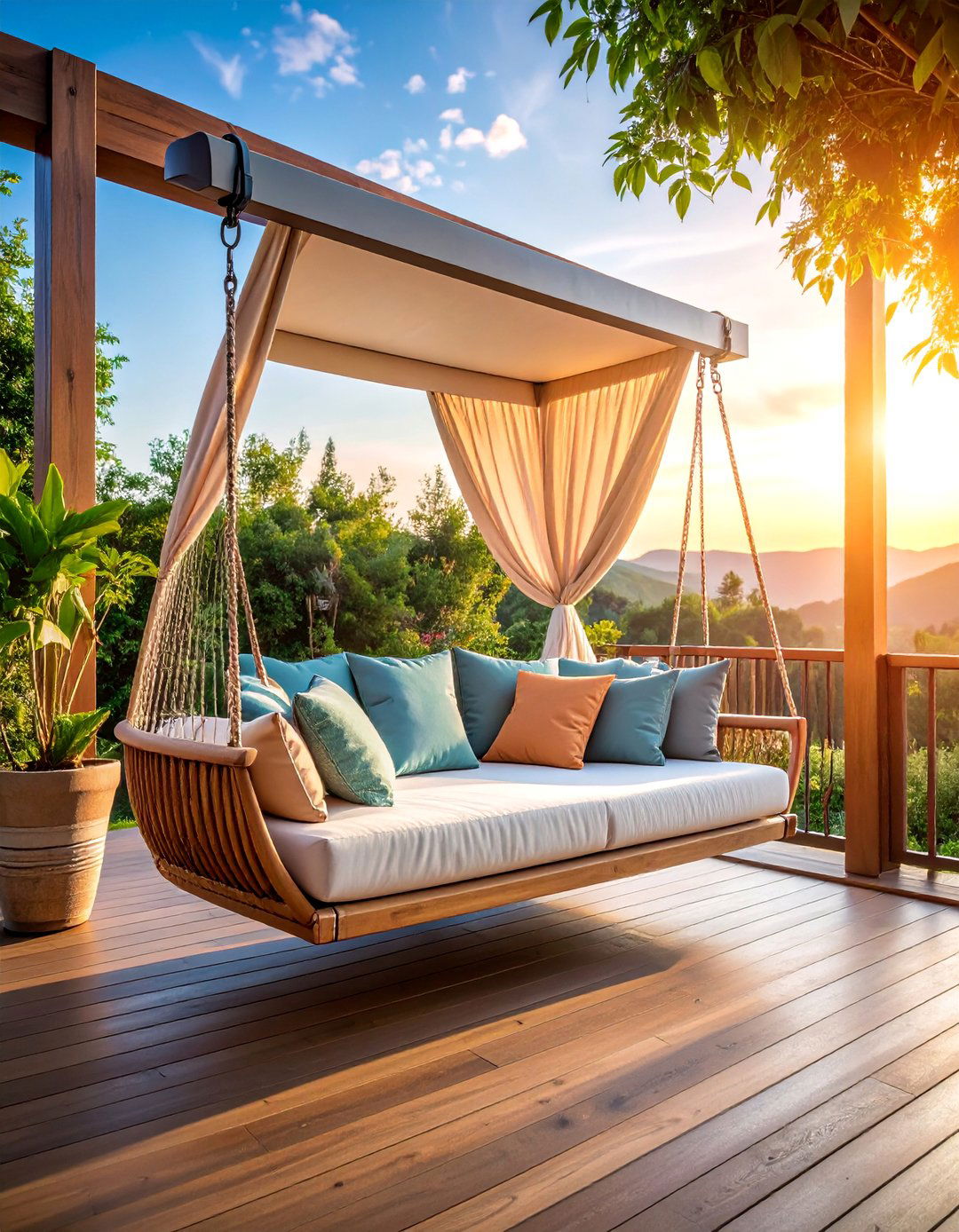 Daybed Swing for Ultimate Relaxation - 25 Deck Seating Ideas