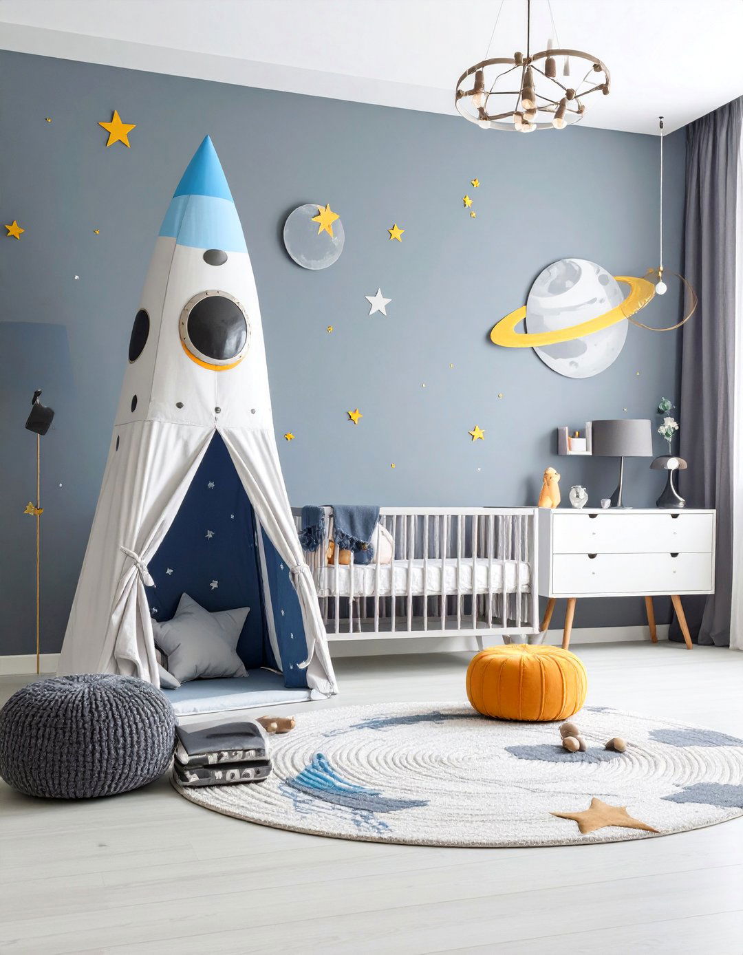 Death Star Modern Accent Wall Design - 25 Star Wars Nursery Ideas