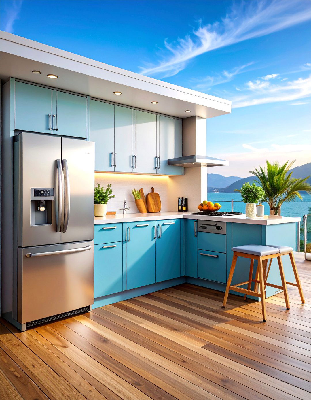 Deck Kitchen with Built in Refrigeration - 25 Outdoor Kitchen on Deck