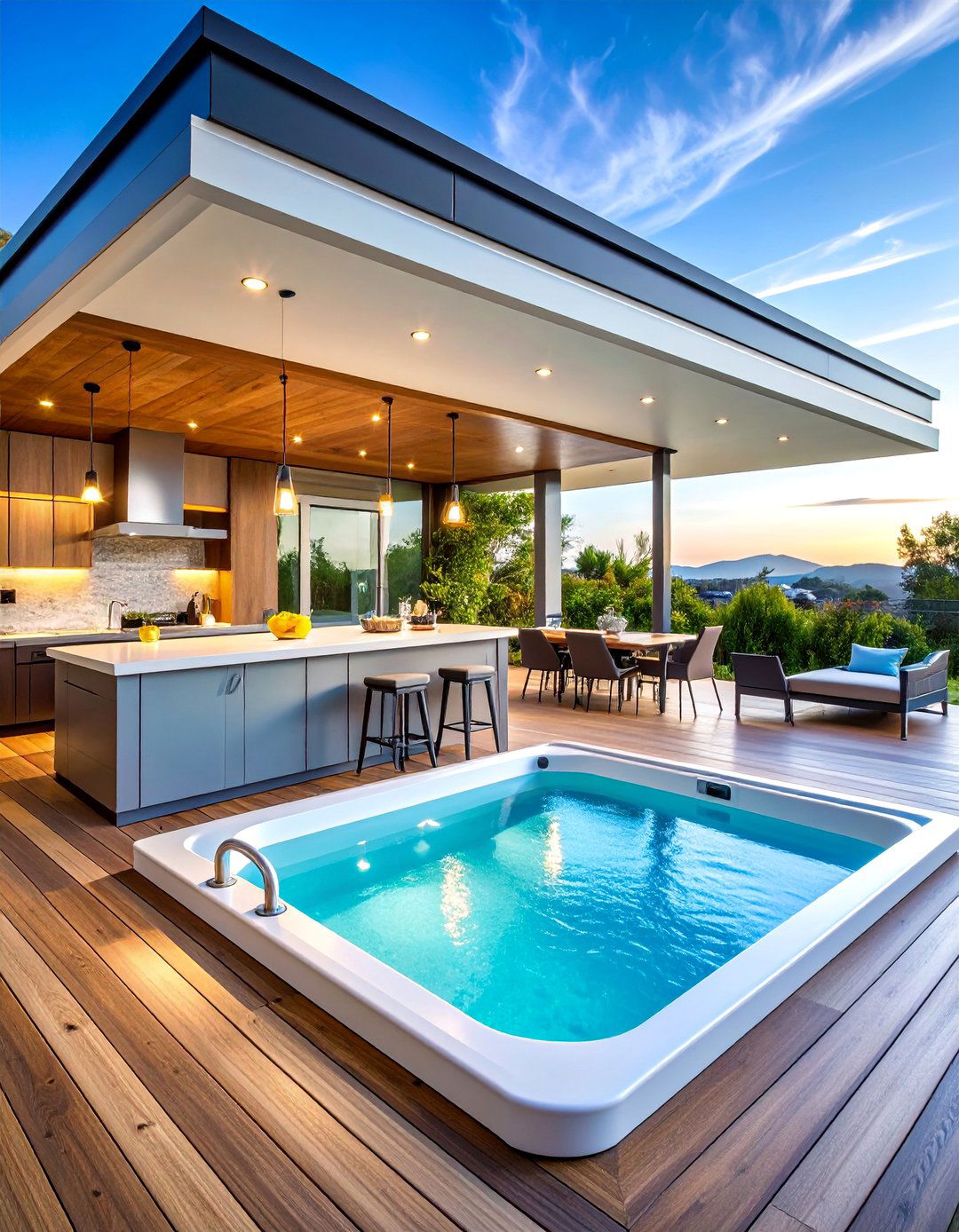 Deck Kitchen with Hot Tub Integration - 25 Outdoor Kitchen on Deck
