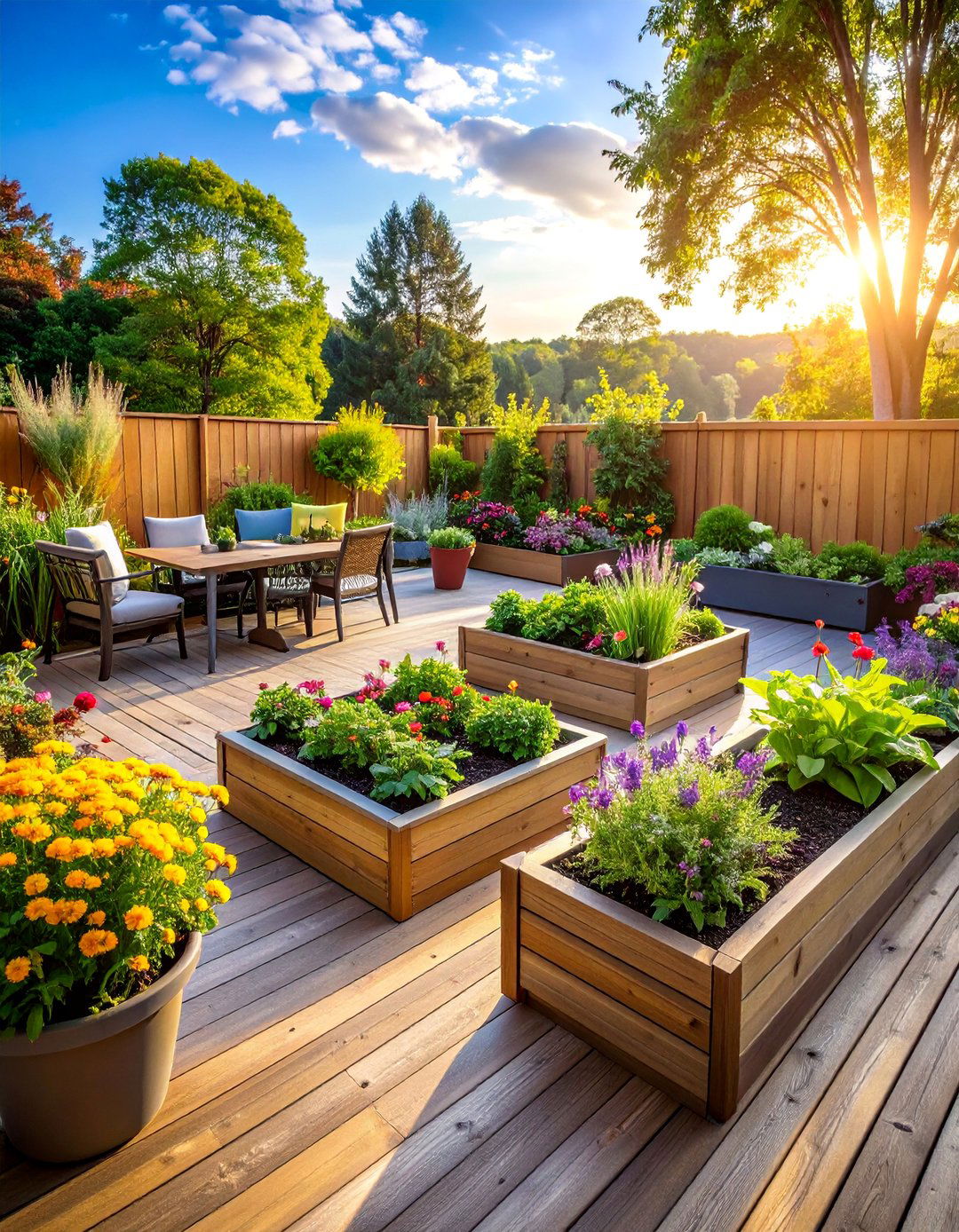 Deck with Built In Planters and Herb Garden - 25 Backyard Deck Ideas