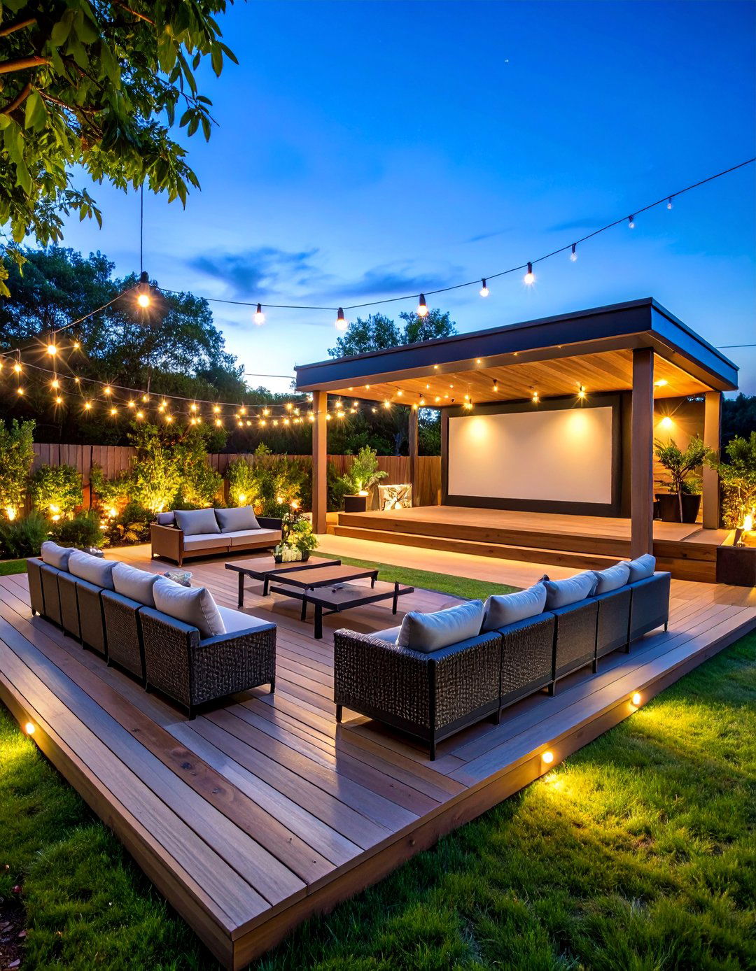 Deck with Outdoor Theater and Entertainment Center - 25 Backyard Deck Ideas