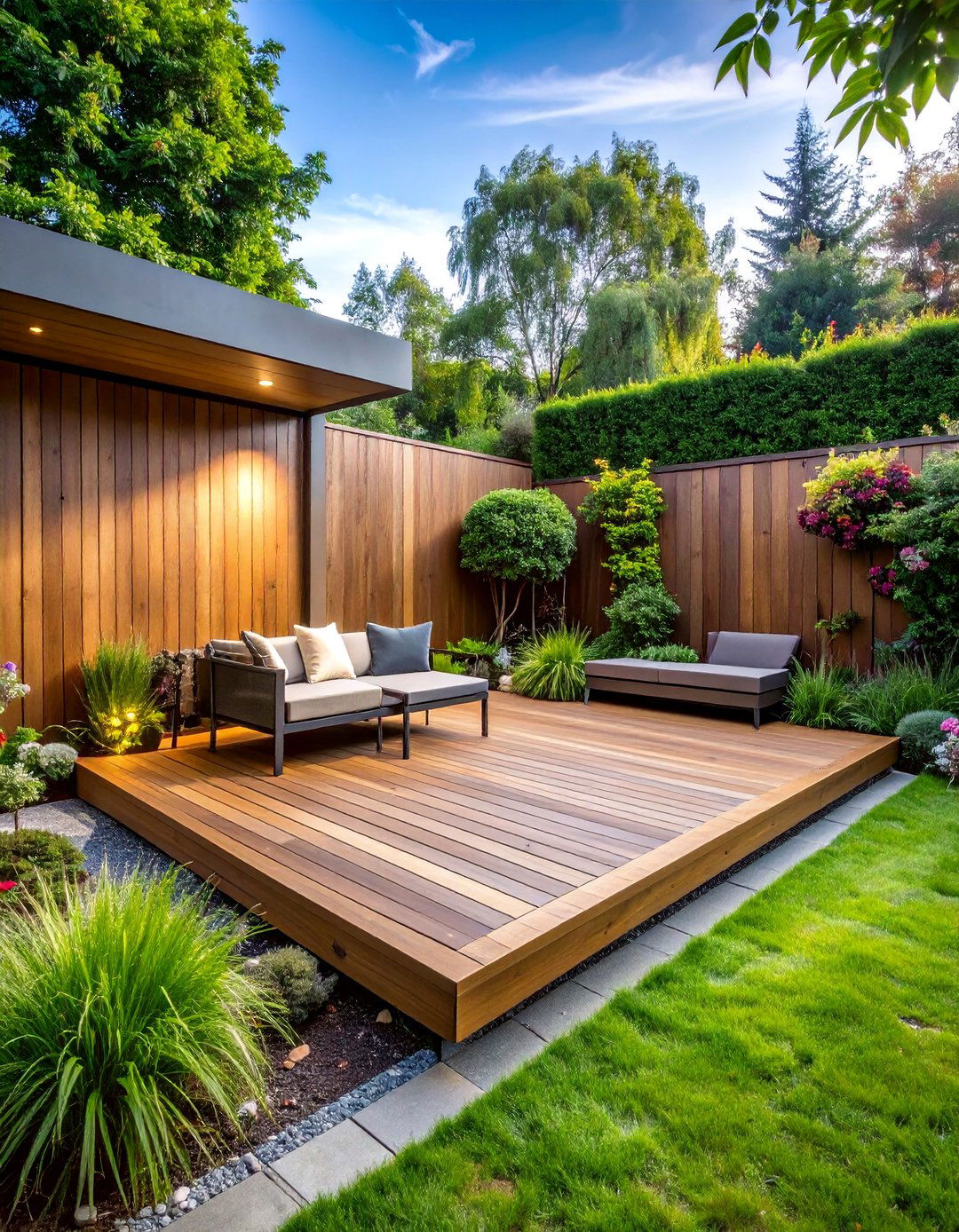 Deck with Privacy Walls and Secret Garden Atmosphere - 25 Backyard Deck Ideas