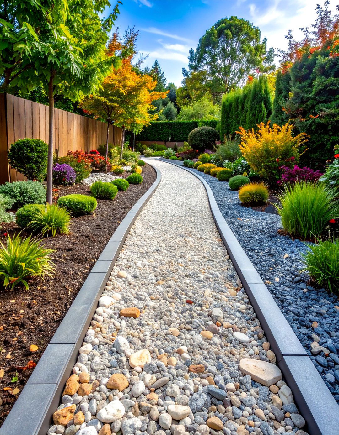 Decomposed Granite Pathway Border with Steel Edging - 25 Stone Garden Edging Ideas