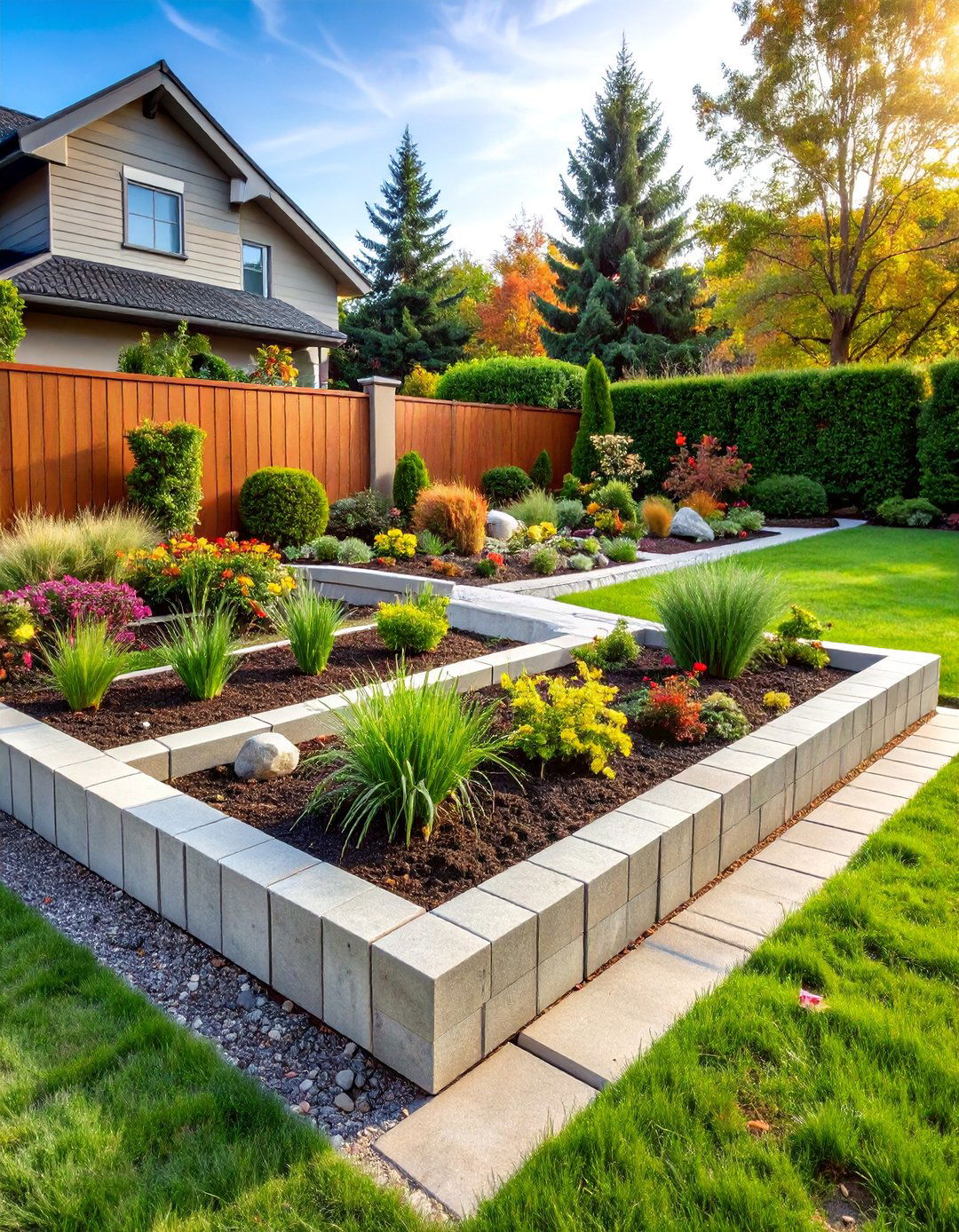 Decorative Concrete Block Borders - 25 Mulch Edging Ideas