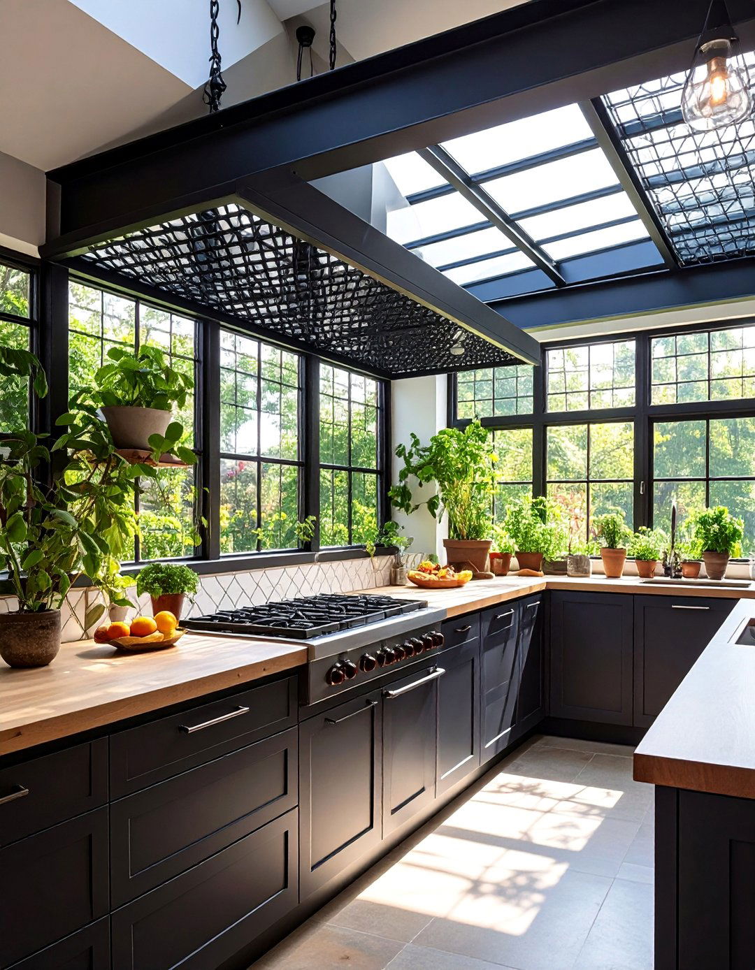 Decorative Metal Grid Soffit - 25 Kitchen Soffit Ideas