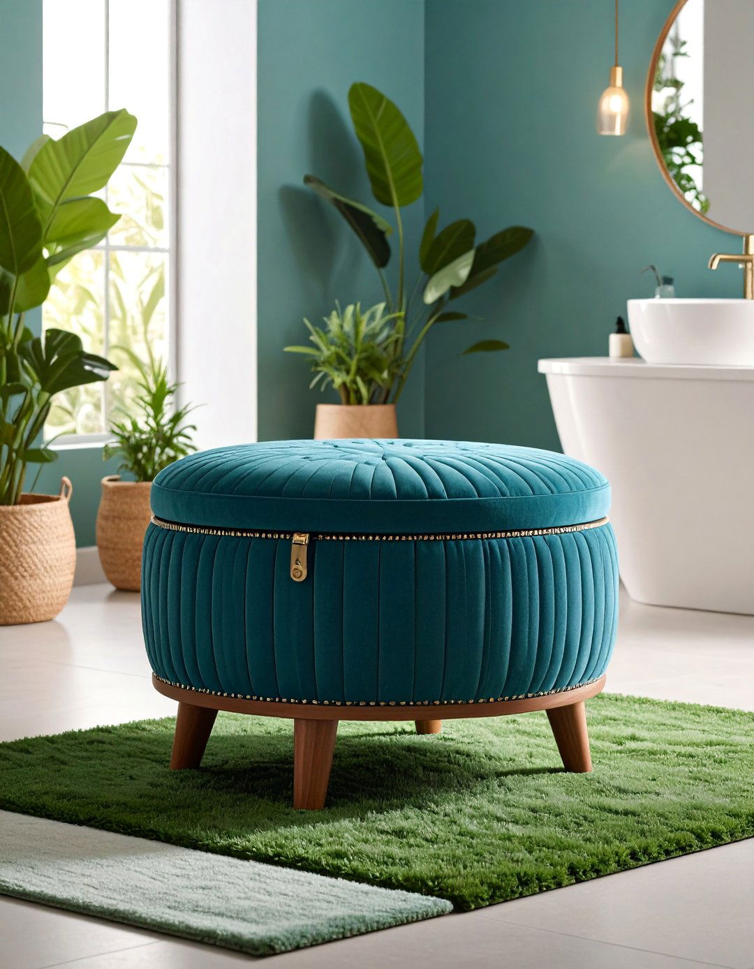 Decorative Storage Ottoman with Hidden Compartment - 25 Toilet Paper Storage Ideas