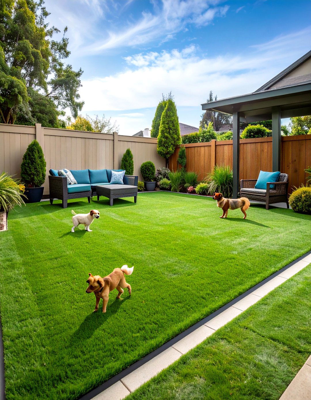 Dedicated Pet Play Area and Dog Run - 25 Backyard Turf Ideas