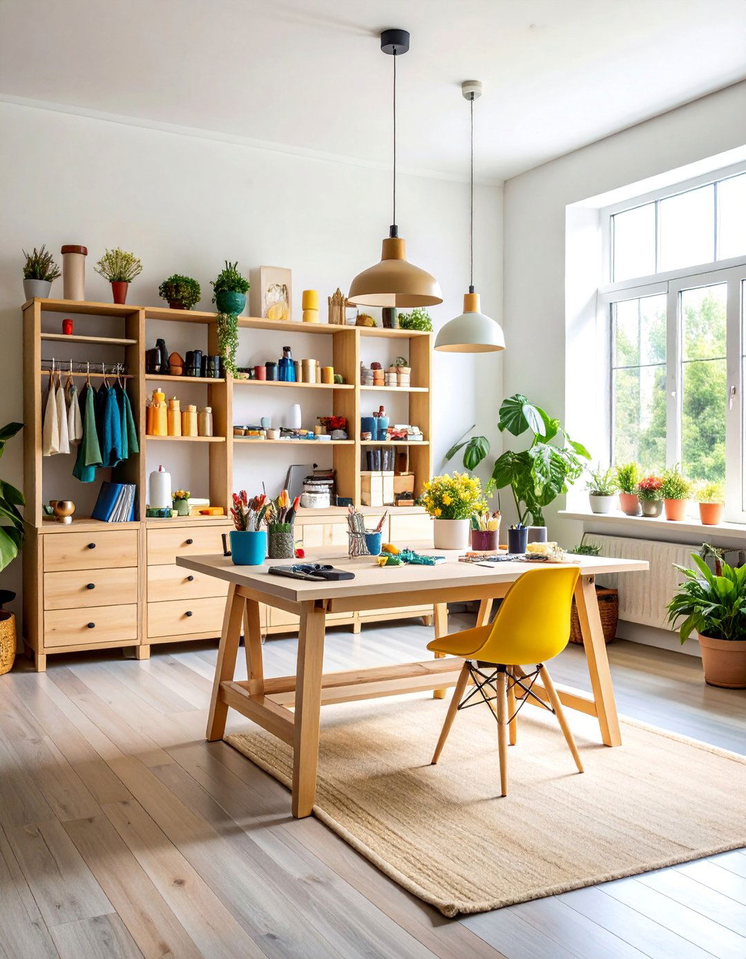 Dedicated Project Station With Built In Storage - 25 Craft Room Organization Ideas