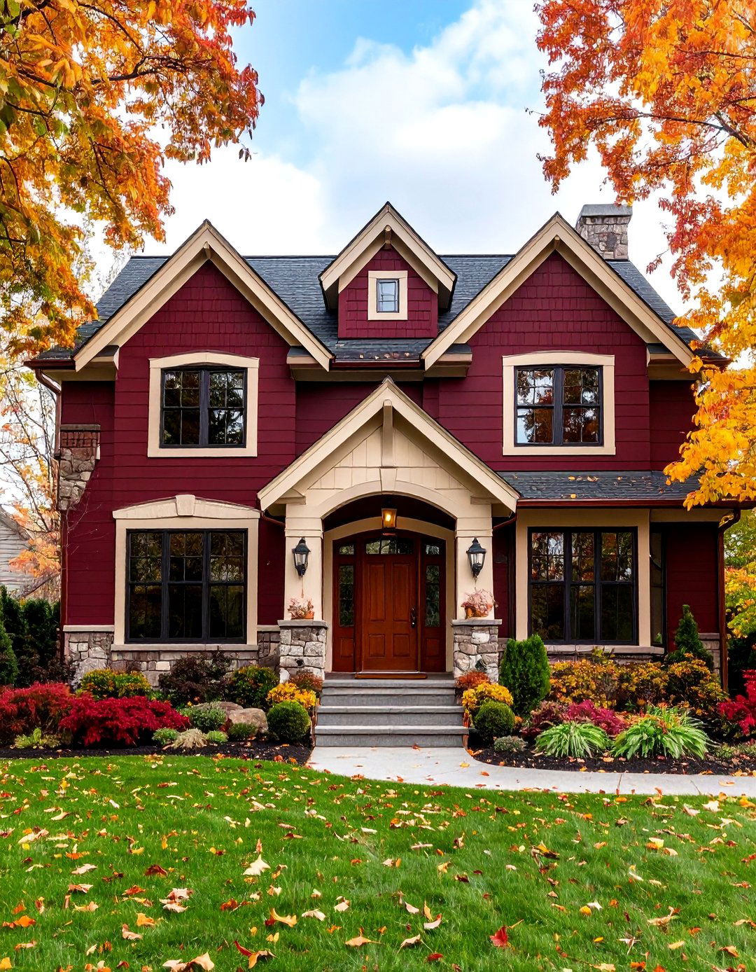 Deep Burgundy Drama - 25 Exterior House Colors & Inspiration