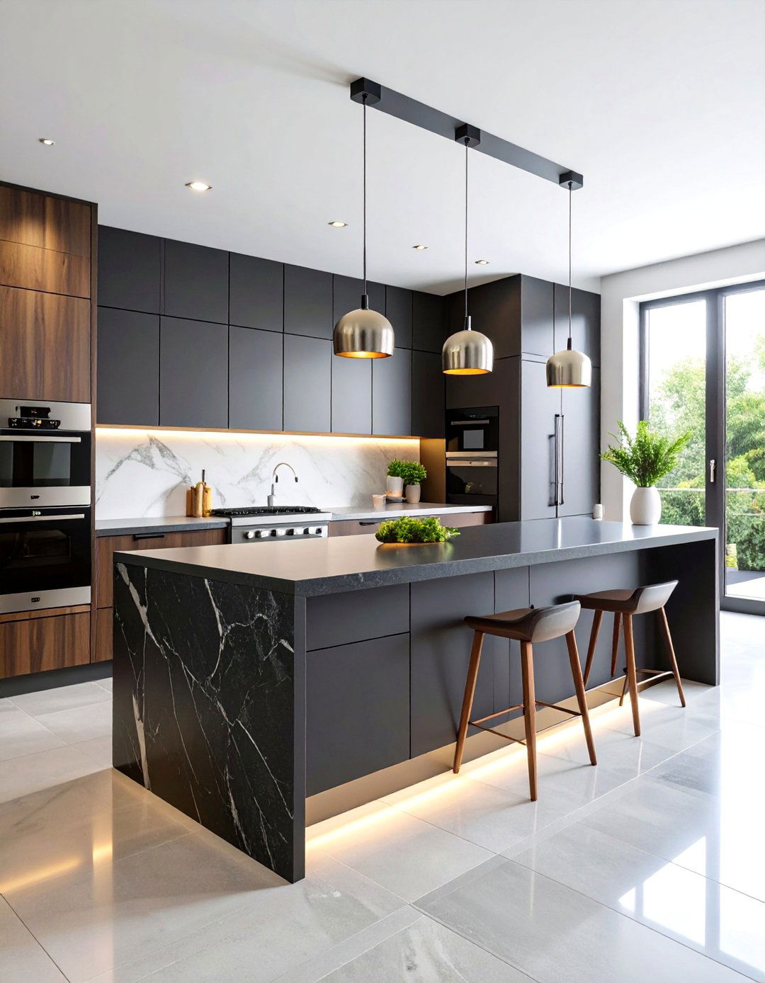 Deep Charcoal Oiled Soapstone with Dark Wood Cabinetry - 25 Soapstone Kitchen Countertops
