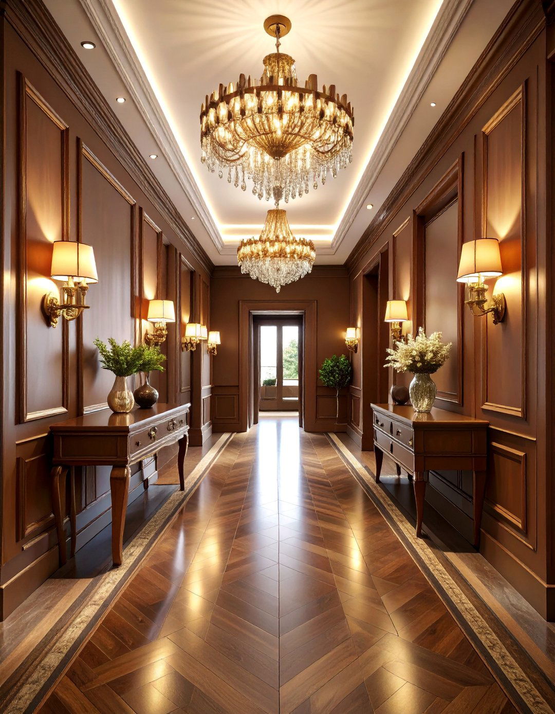 Deep Chocolate Brown Luxury Lounge - 25 Dark Hallway Ideas