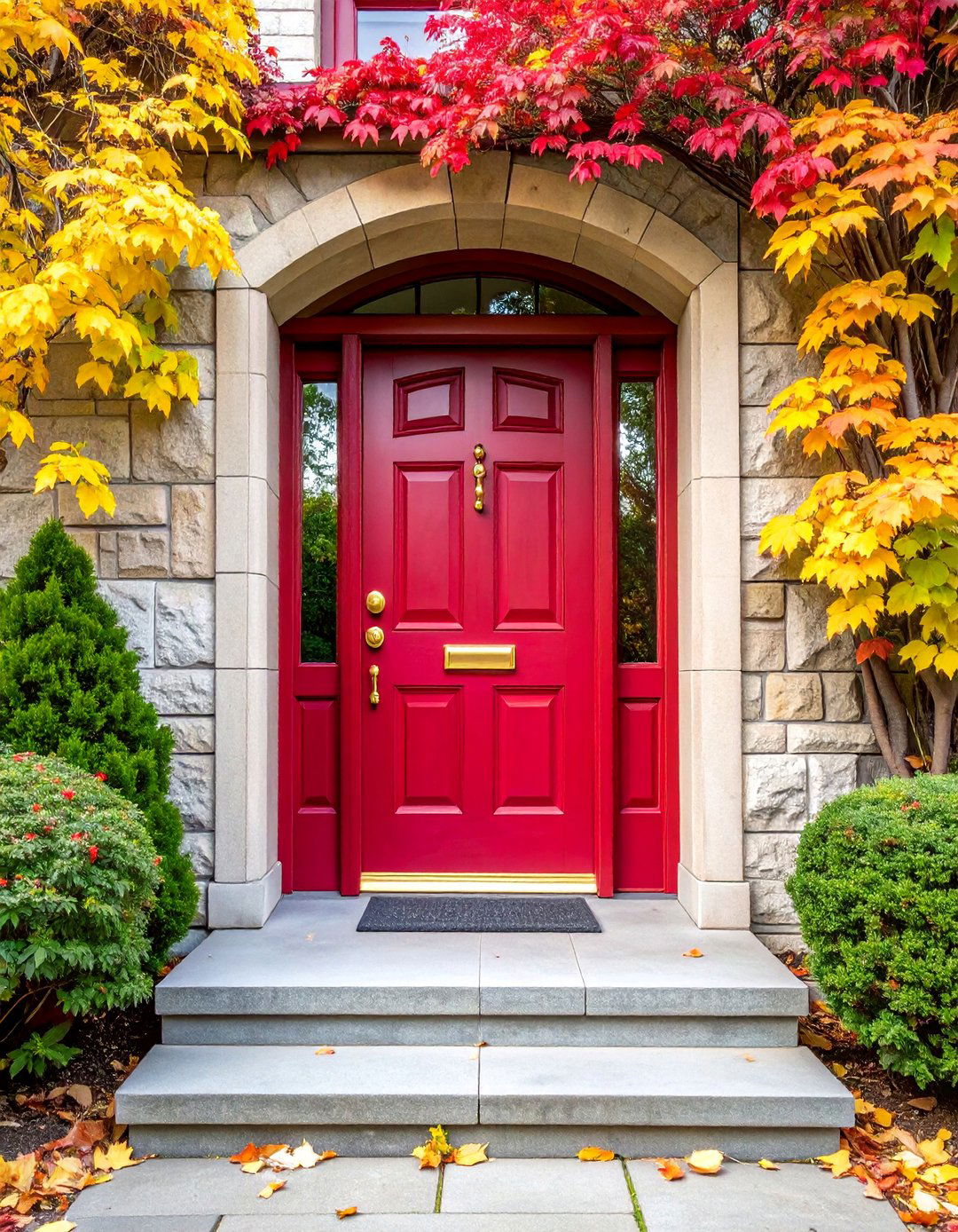 Deep Crimson Front Door - 25 Mid Century Front Door Colors