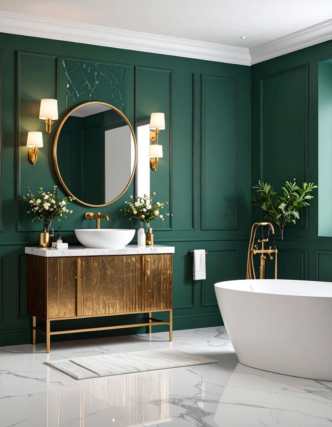 Deep Green Formal Powder Room Luxury - 25 Dark Green Accent Wall Ideas