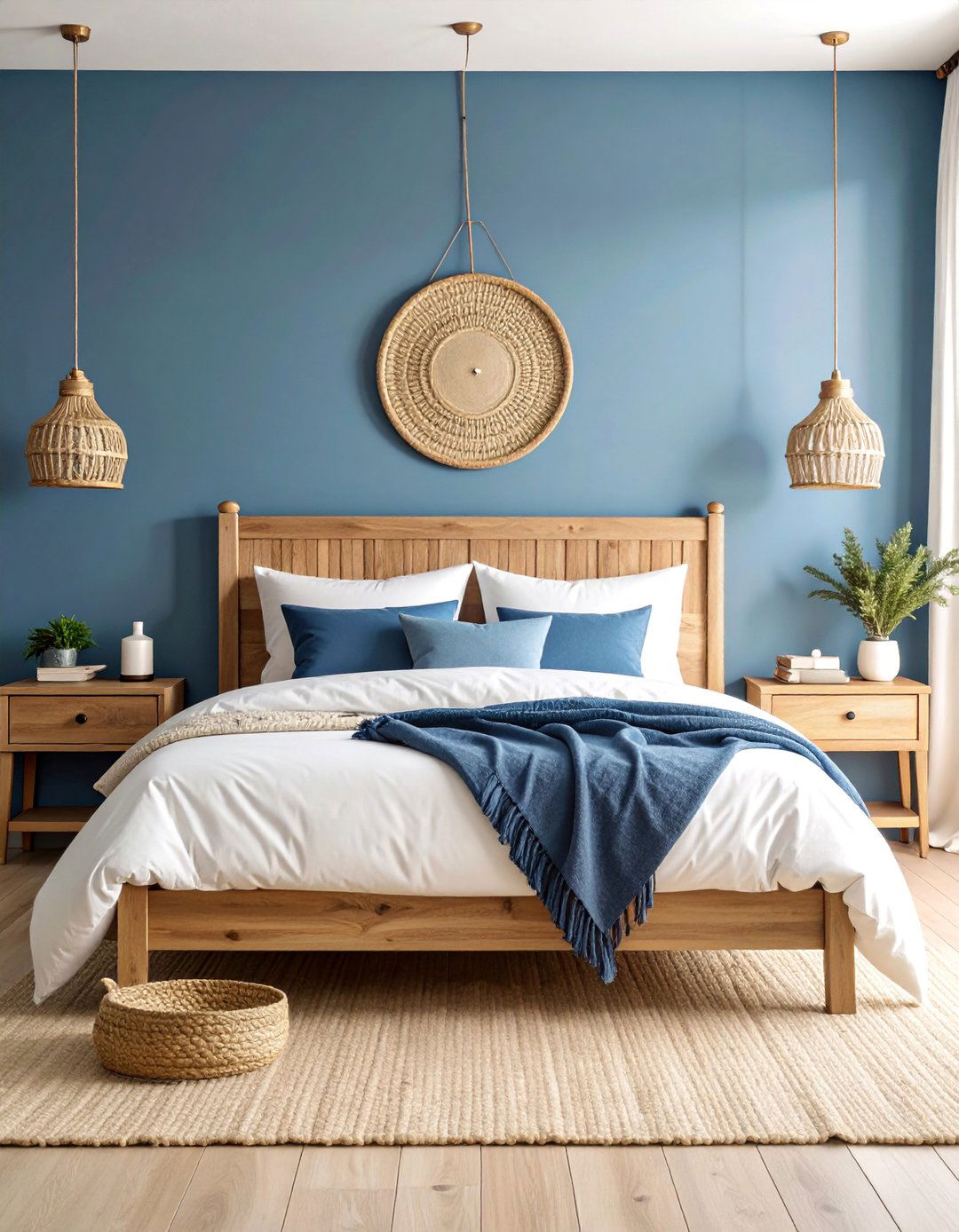Deep Navy Blue Bedroom with Coastal Elegance - 25 Bedroom Paint Colors