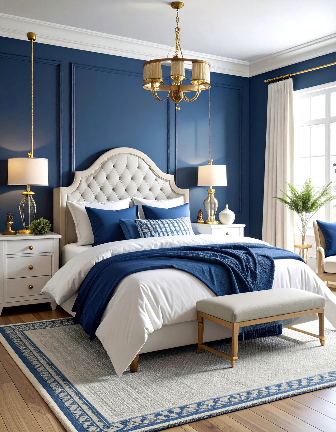 Deep Navy Limewash Bedroom with Nautical Sophistication - 25 Limewash Bedroom Ideas