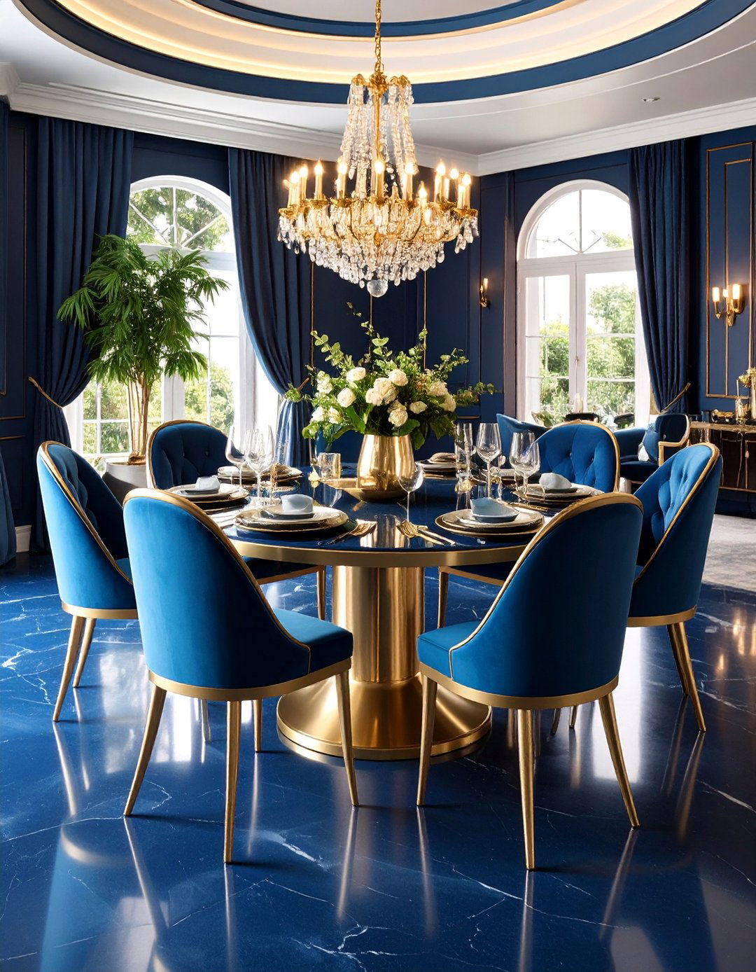Deep Navy Luxury Concrete Floor - 25 Indoor Concrete Floor Paint Ideas