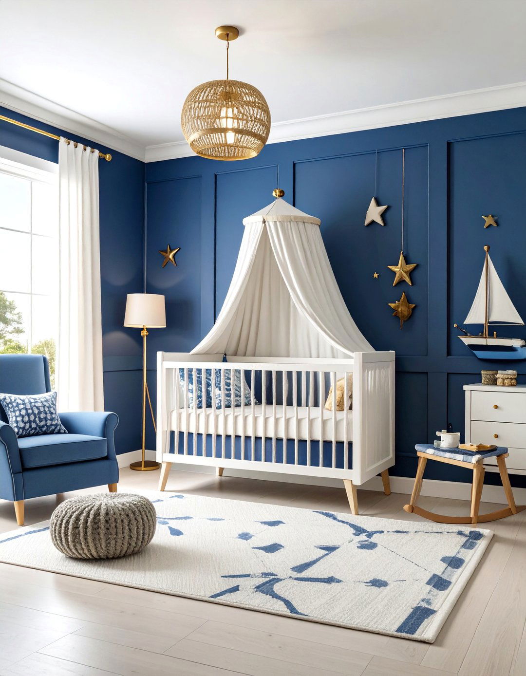 Deep Navy Nautical with Crisp White - 25 Nursery Color Ideas