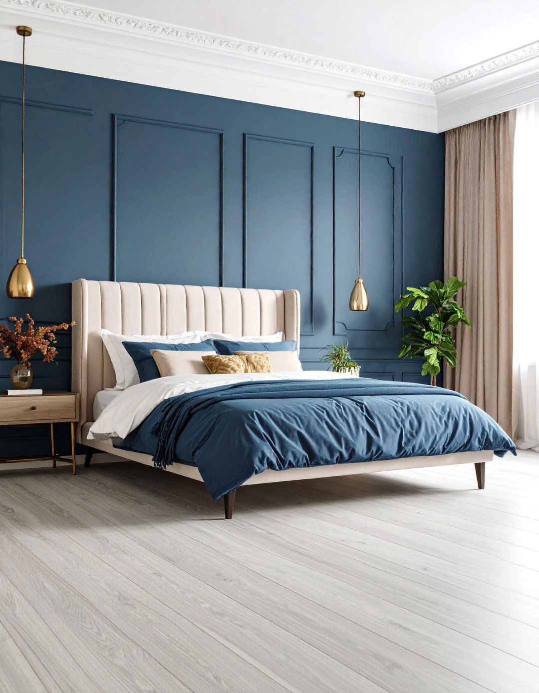 Deep Navy Walls with Light Gray Floors - 25 Floor and Wall Color Ideas