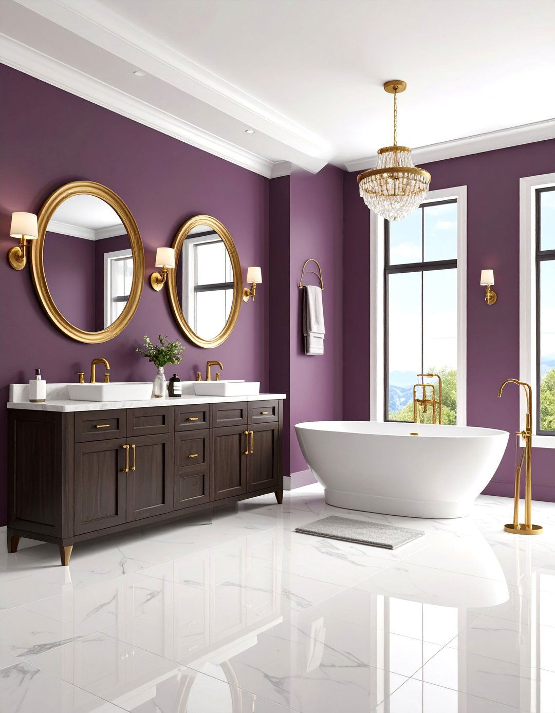 Deep Plum Luxury Master Bathroom - 25 Purple Bathroom Ideas