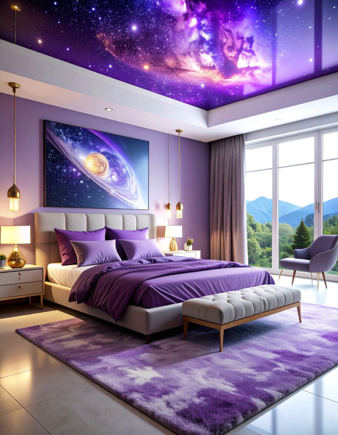 Deep Purple Cosmic Theme - 25 Dark Boho Bedroom Ideas