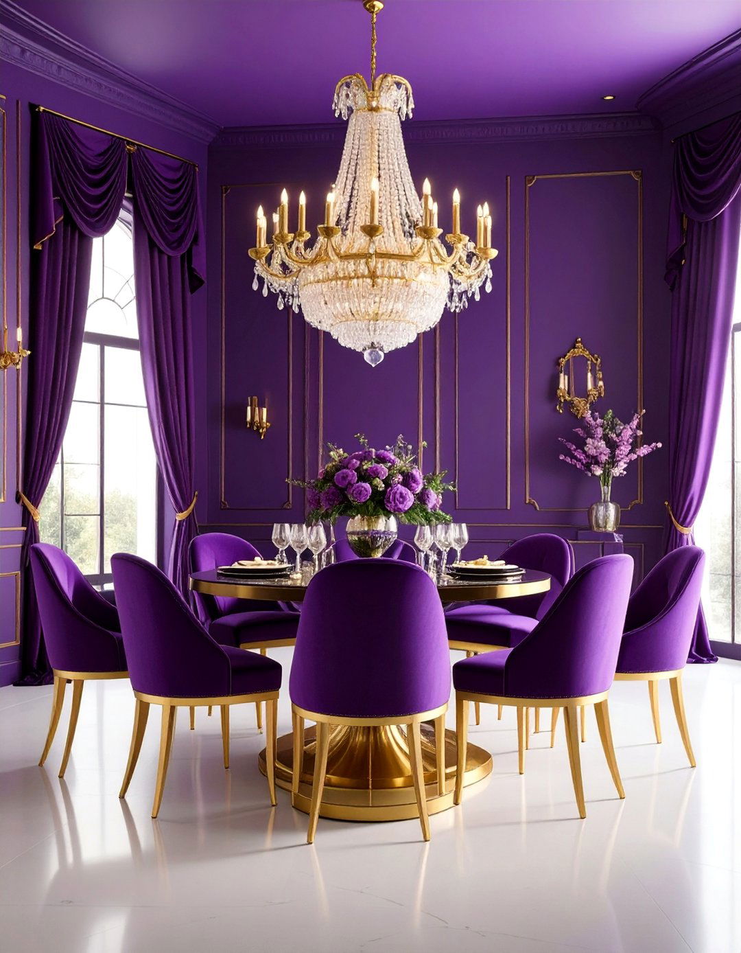 Deep Purple Jewel Tone Elegance - 25 Moody Dining Room Ideas