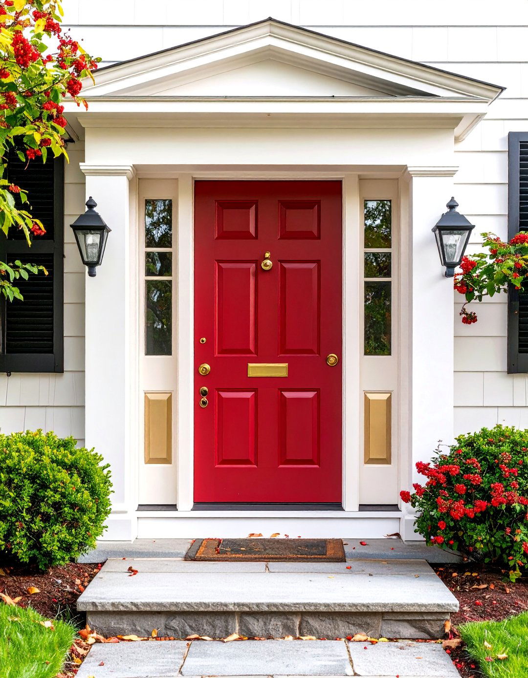 Deep Red Berry Door - 25 Cedar Front Door Colors Ideas