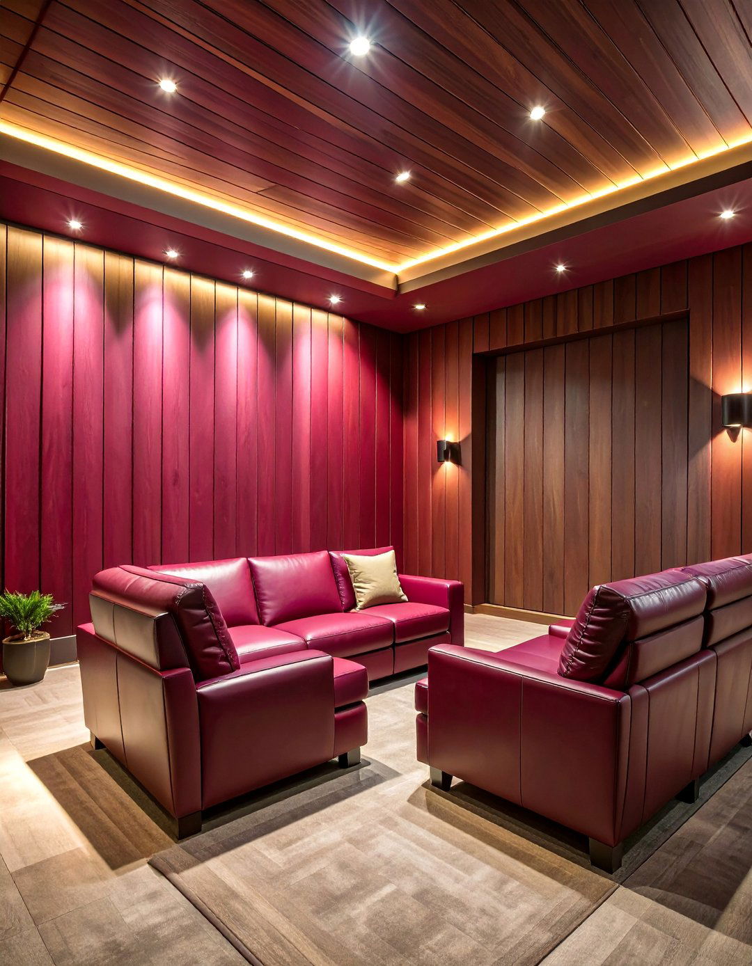 Deep Red Home Theater Ambiance - 25 shiplap accent wall ideas