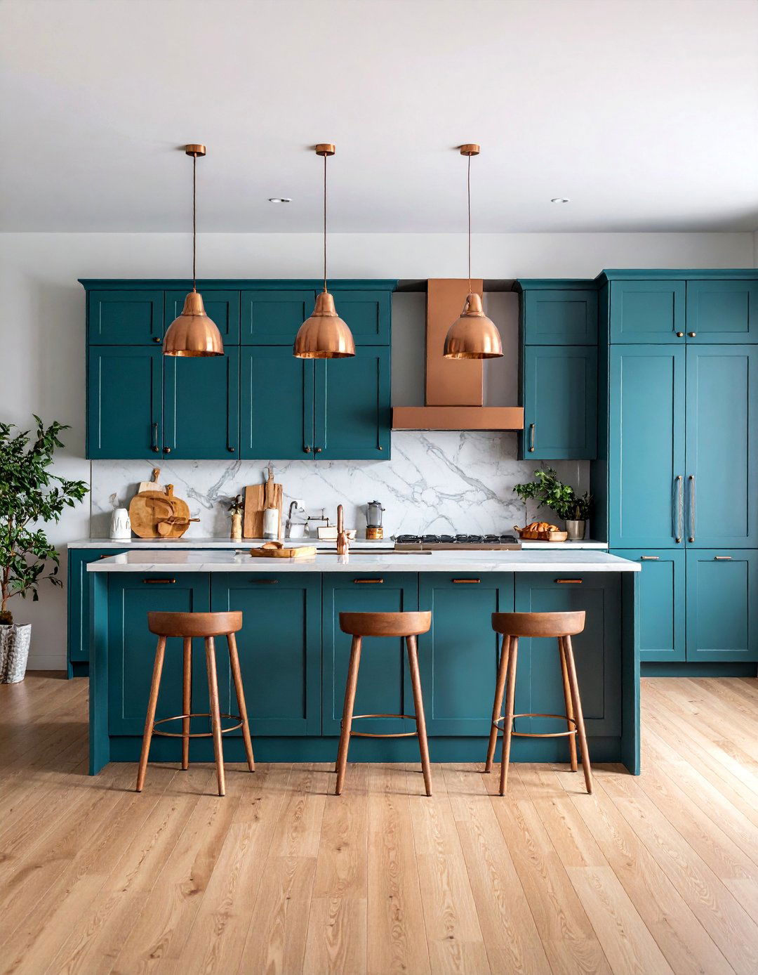 Deep Teal and Copper Kitchen - 25 Kitchen Color Ideas