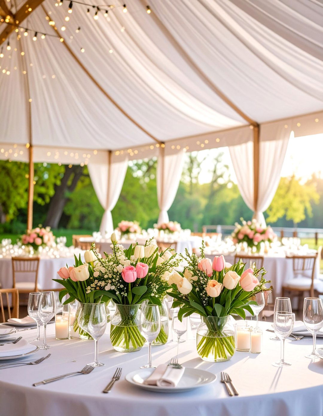 Delicate Spring Tulip Garden - 25 Bud Vase Wedding Centerpiece Ideas