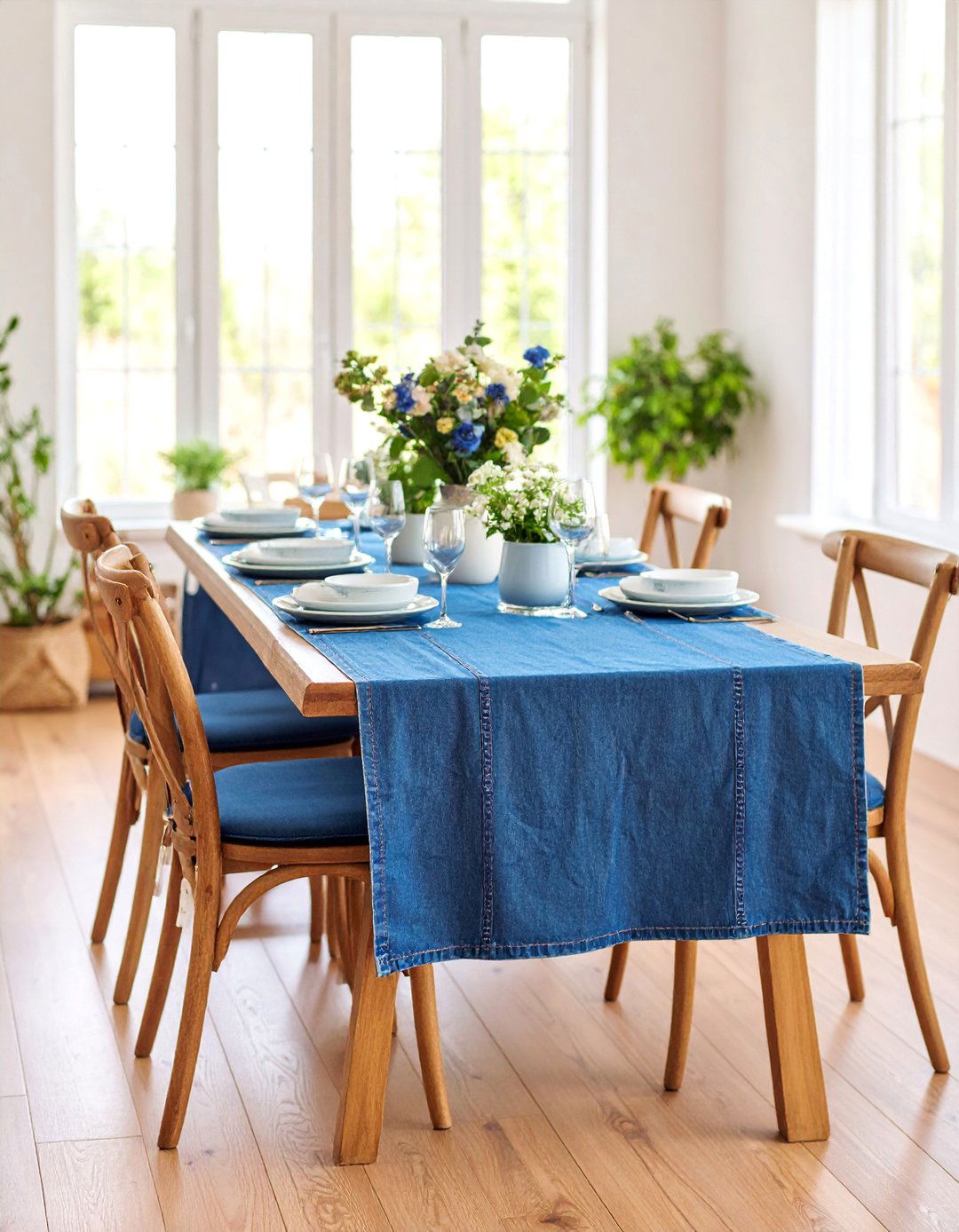 Denim Table Runner for Casual Americana Style - 25 Table Runner Ideas