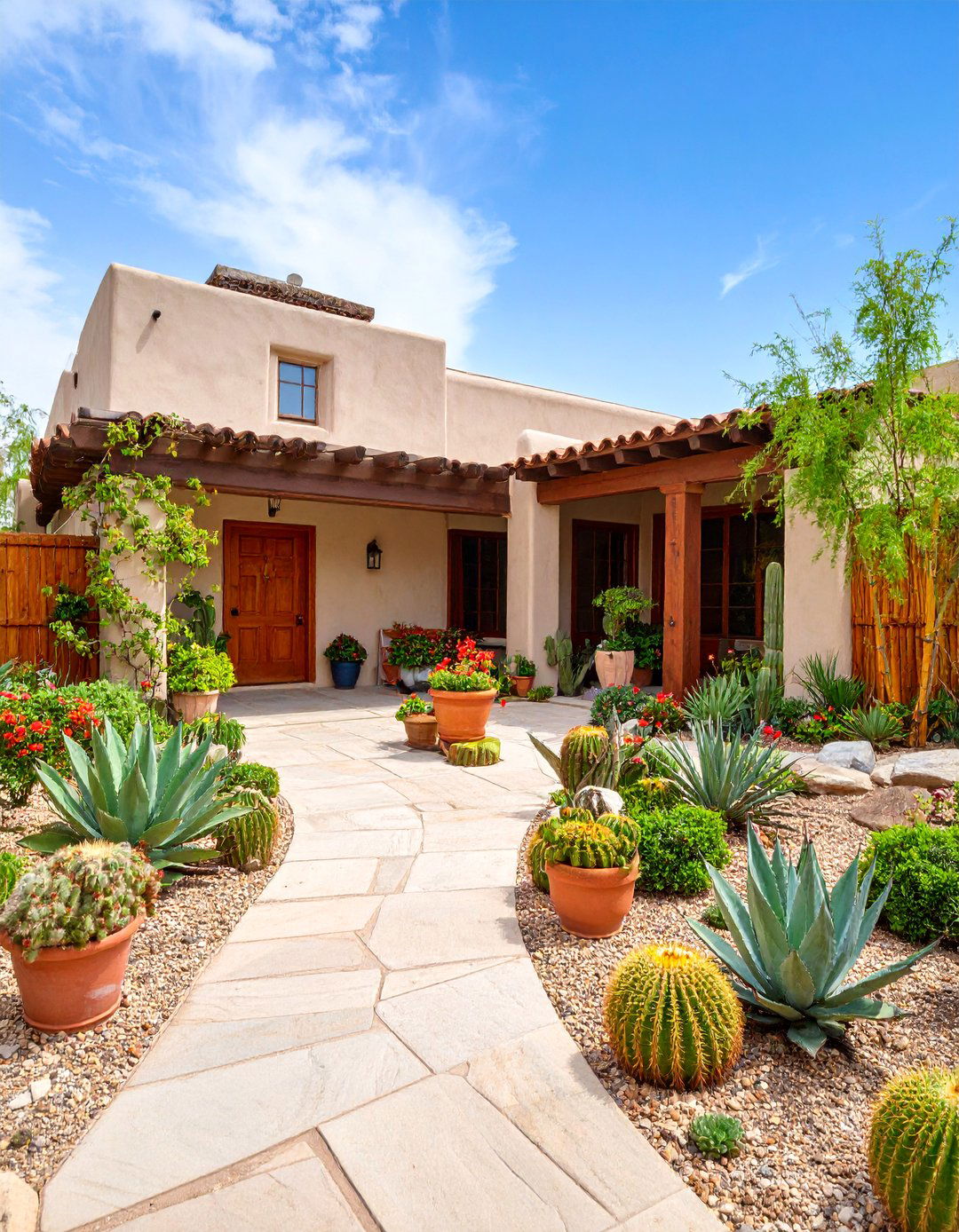 Desert Adapted Xerophytic Garden Porch - 25 spanish style front porch ideas