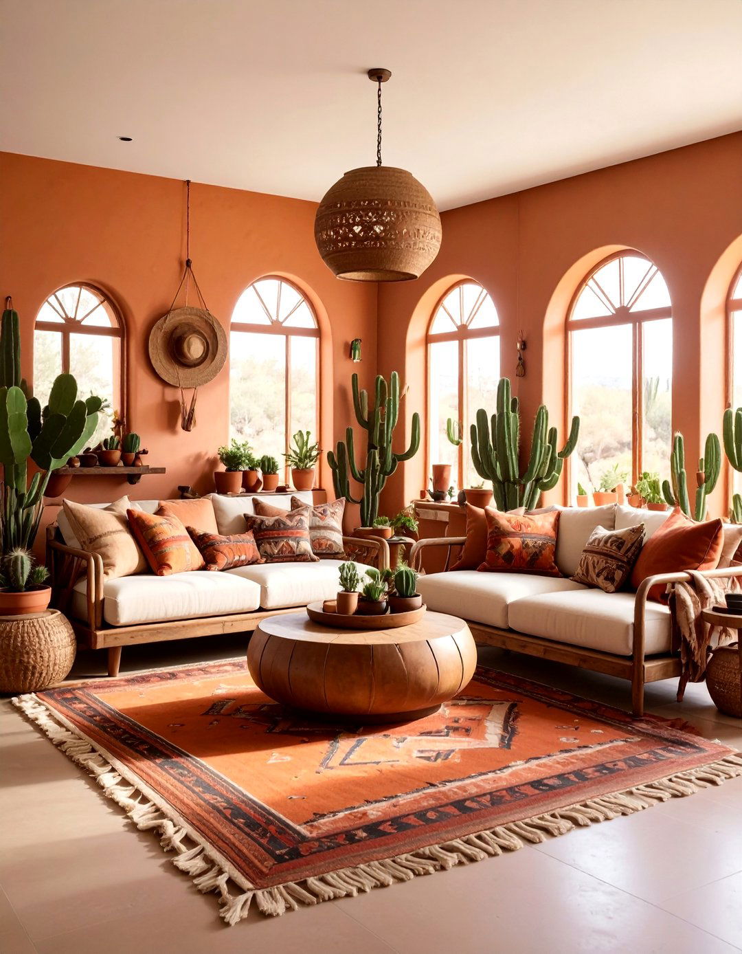 Desert Boho Living Space with Earthy Warmth - 25 Bohemian Interior Design Ideas