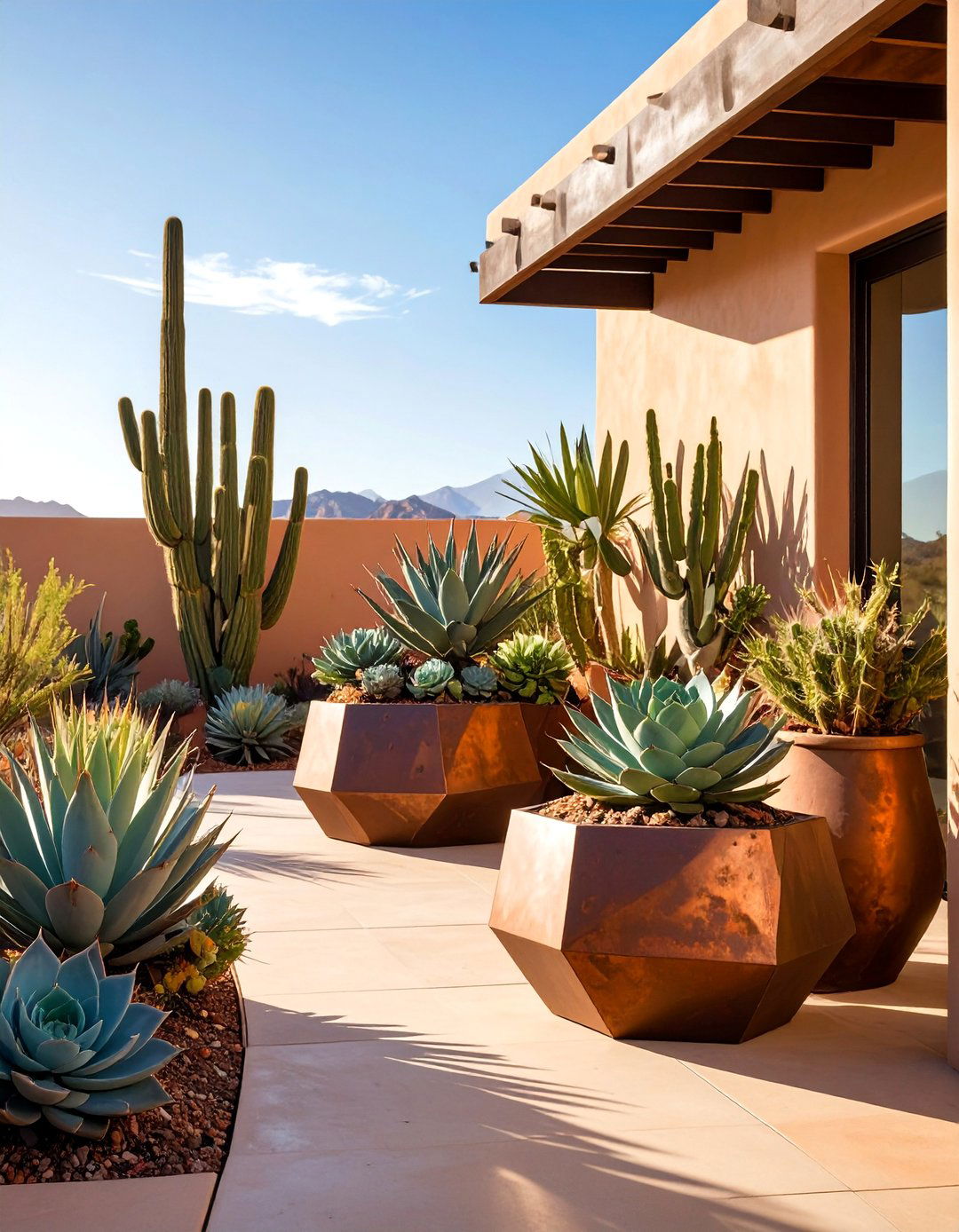 Desert Contemporary Porch with Corten Steel and Succulents - 25 Modern Front Porch Ideas