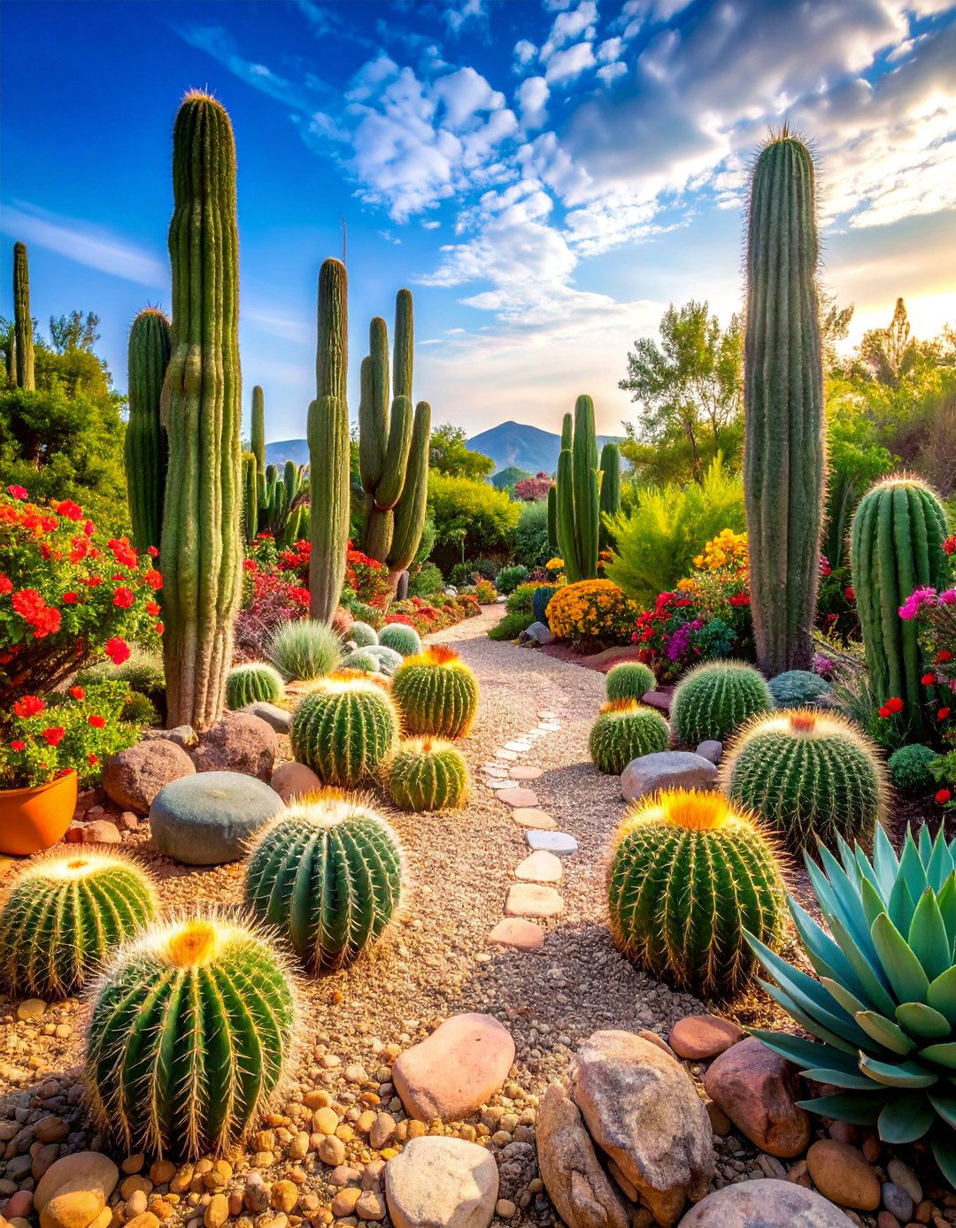Desert Flower Bed with Cacti and Succulents - 25 Flower Bed Ideas